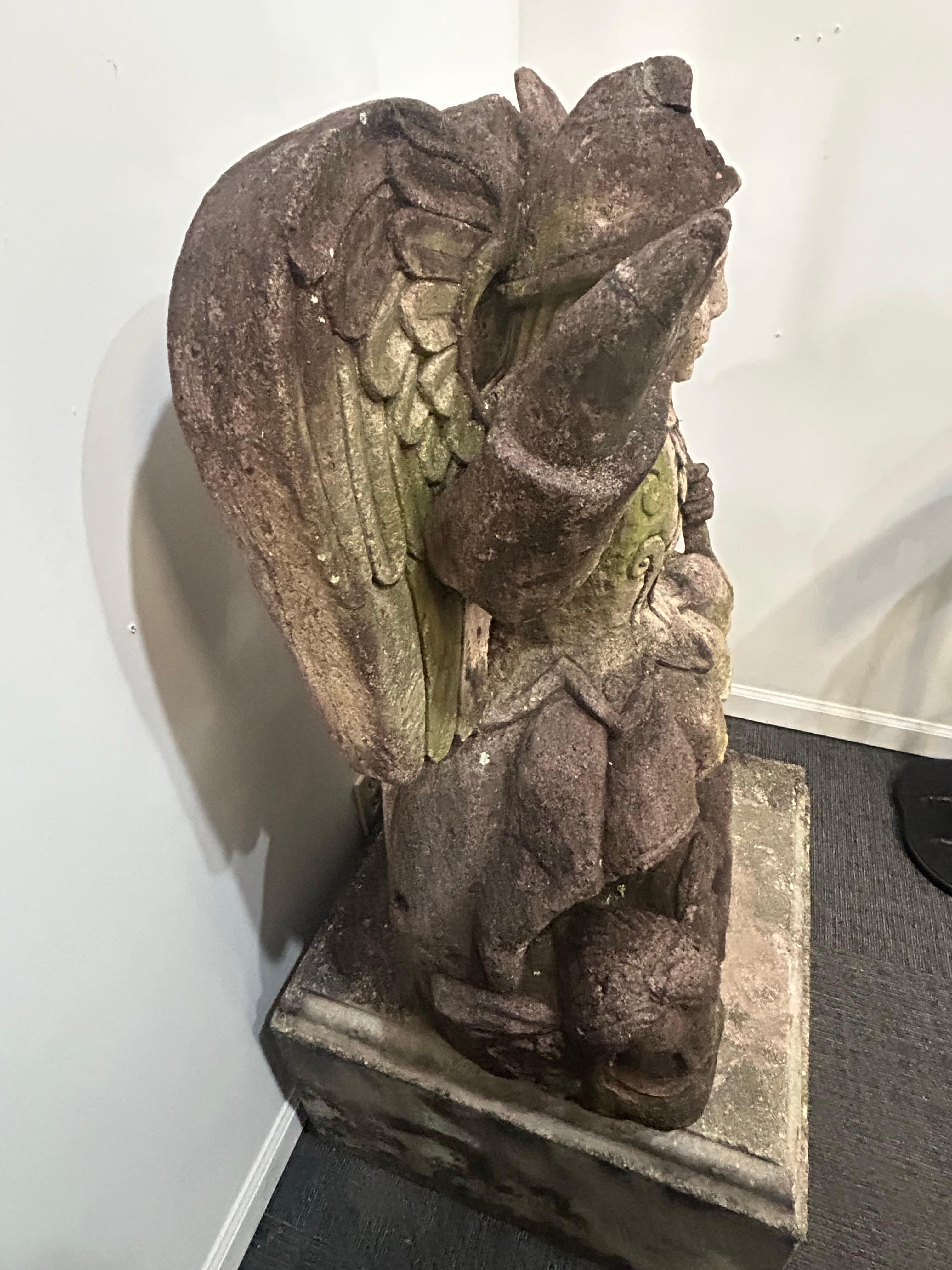 Saint Michael large cast Stone  garden figure For Sale 11
