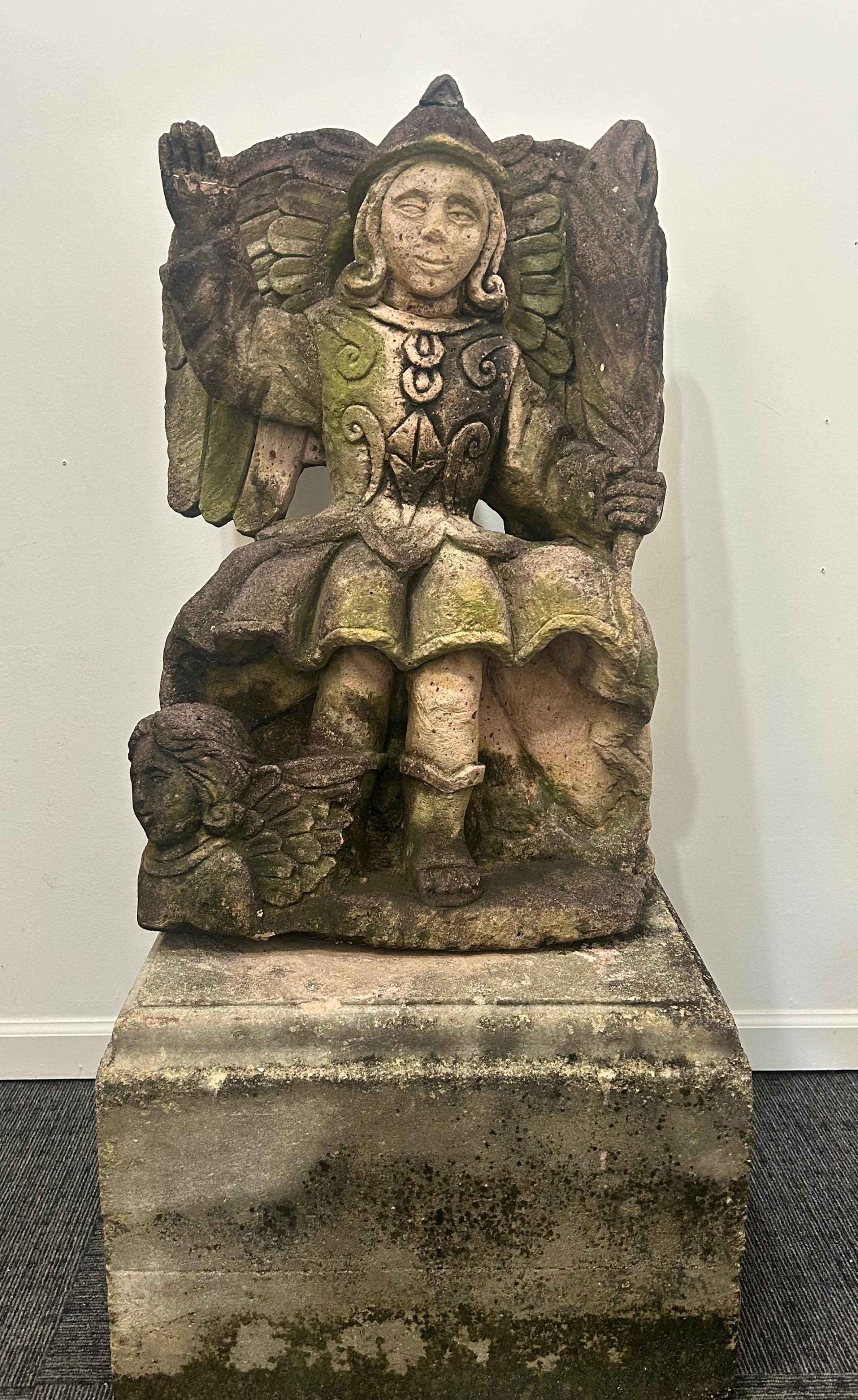Saint Michael large cast Stone  garden figure For Sale 14