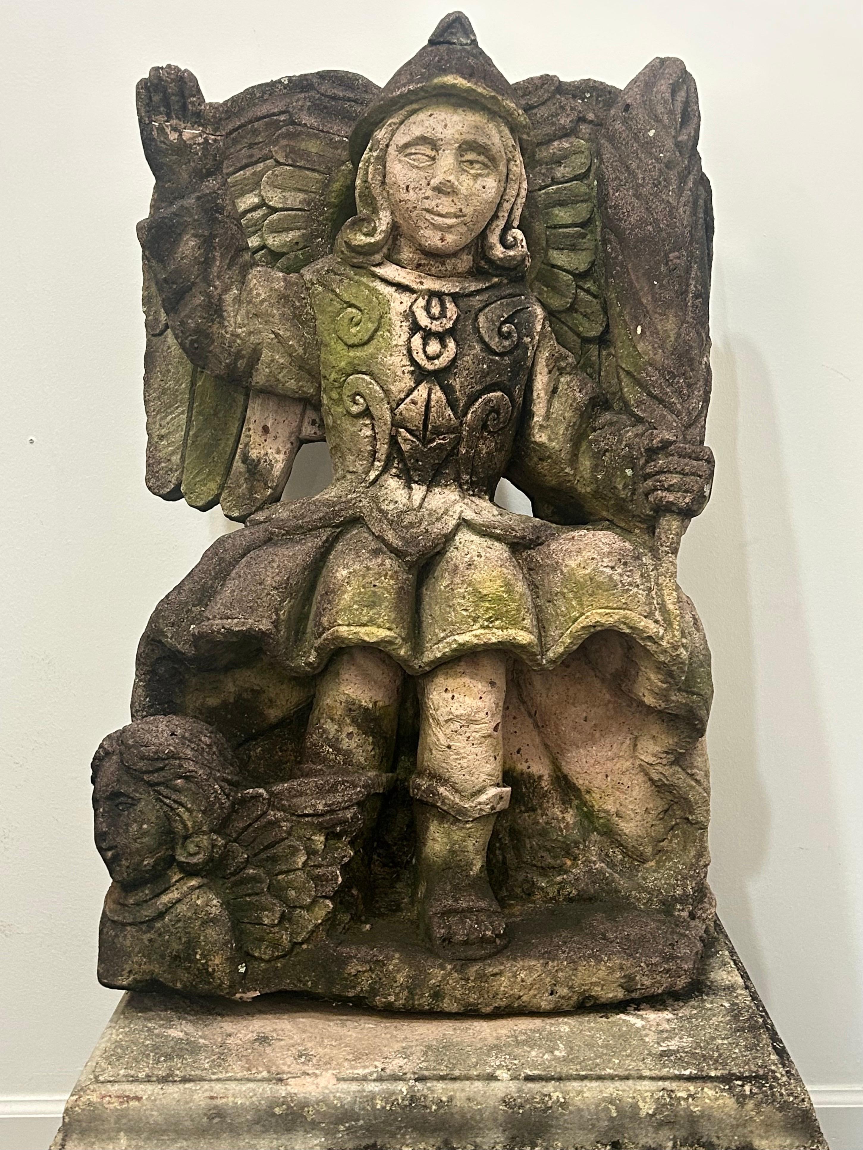 Saint Michael large cast Stone  garden figure For Sale 17