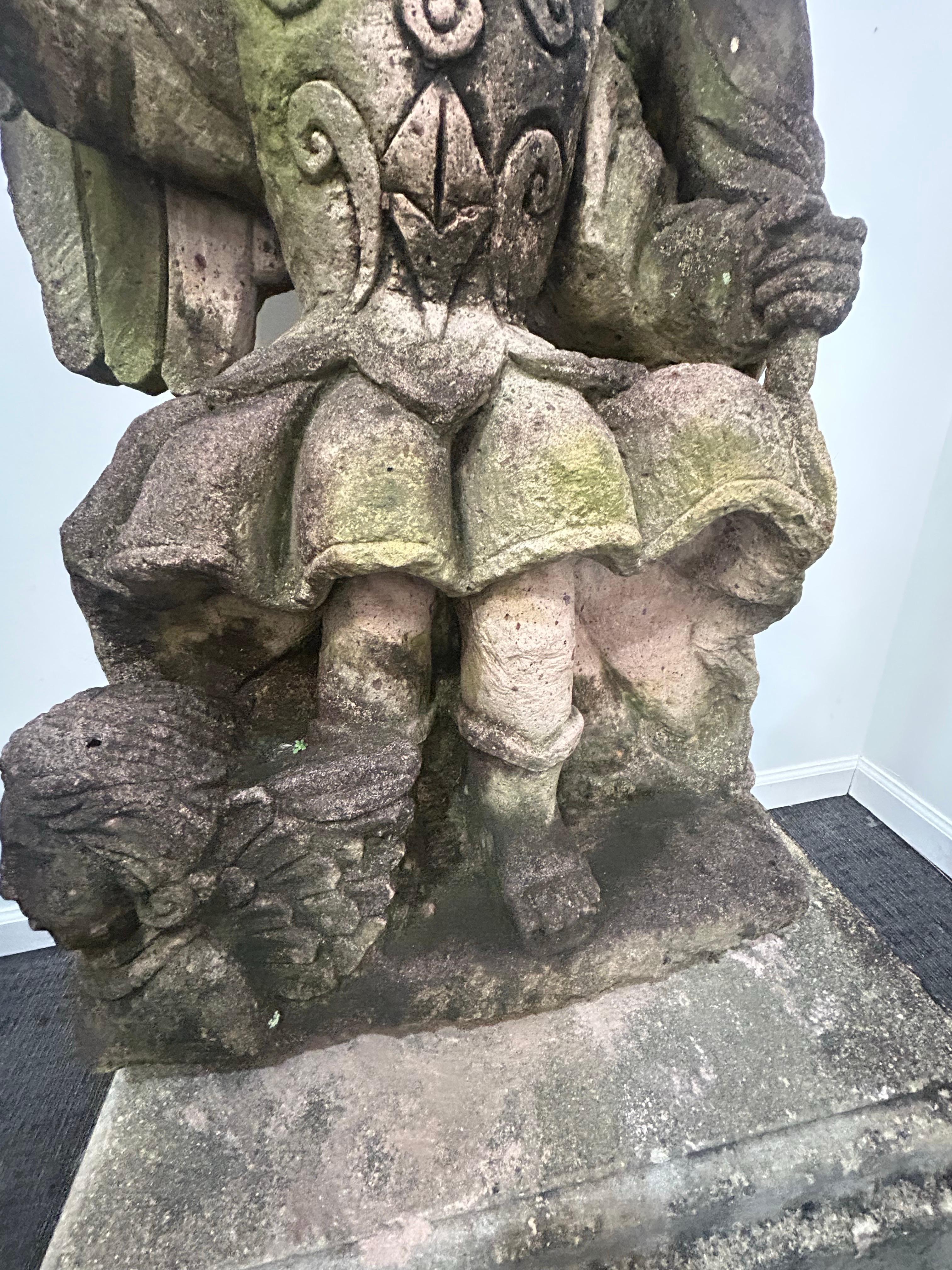 20th Century Saint Michael large cast Stone  garden figure For Sale