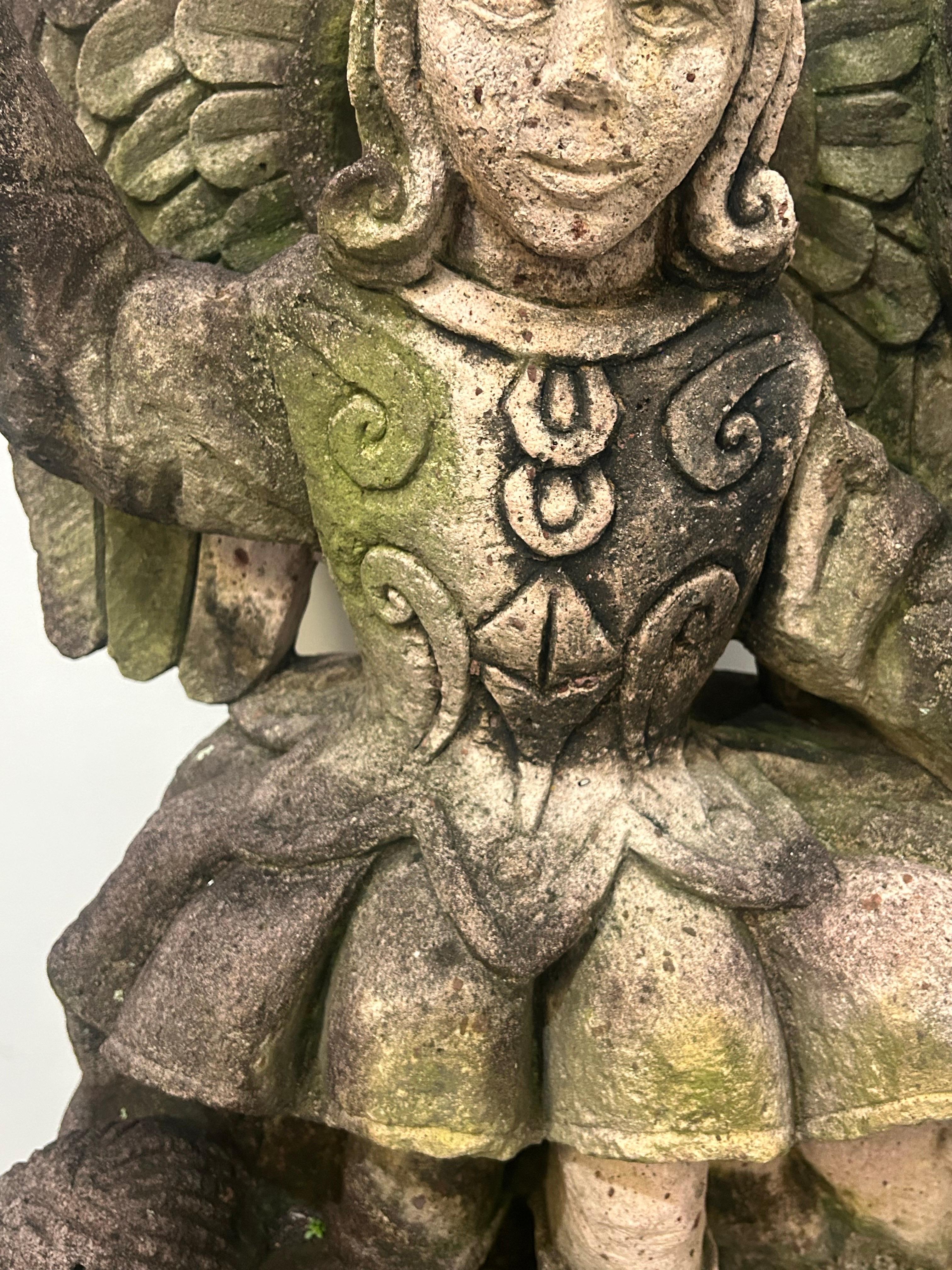 Saint Michael large cast Stone  garden figure For Sale 2