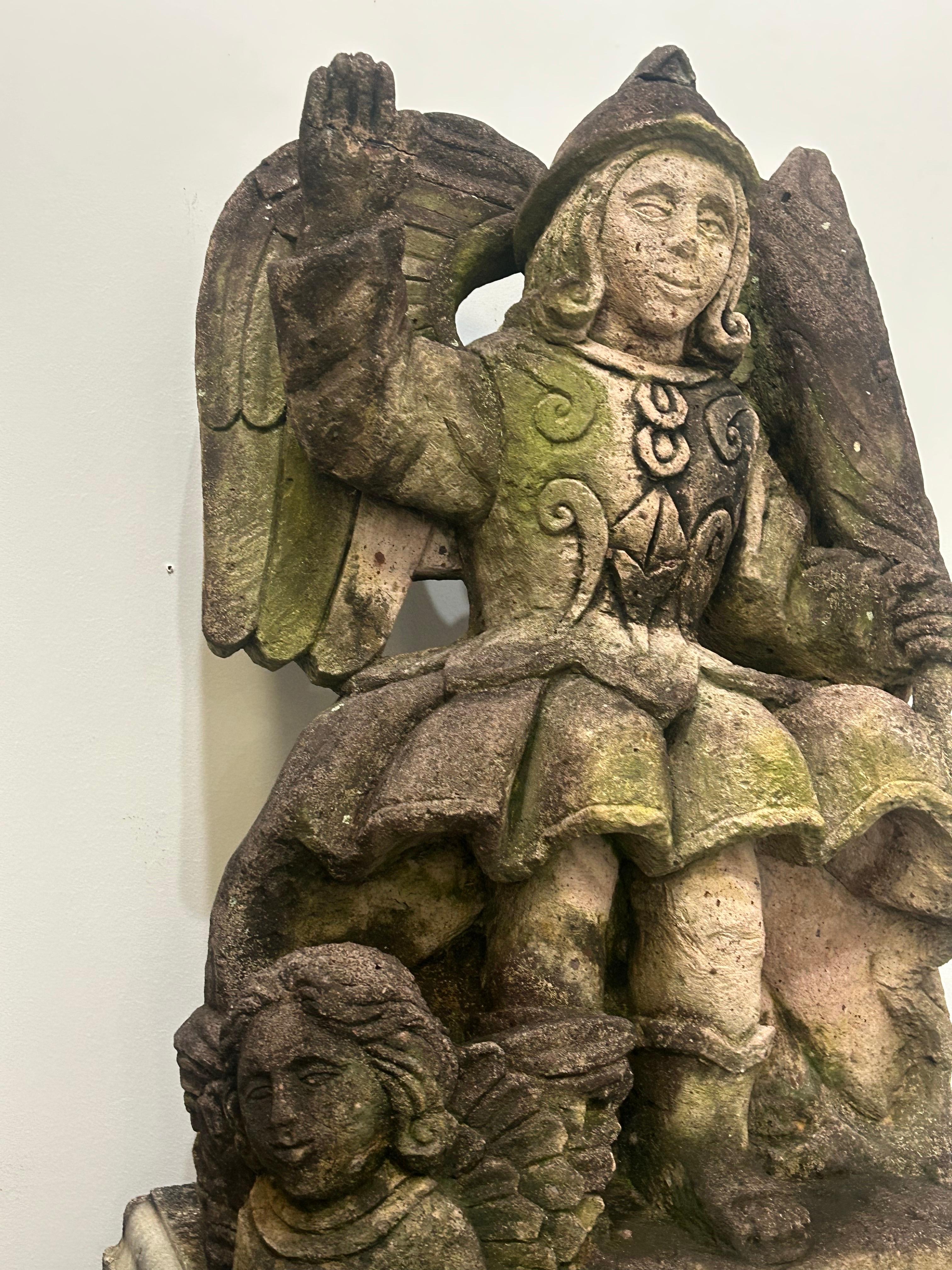 Saint Michael large cast Stone  garden figure For Sale 3