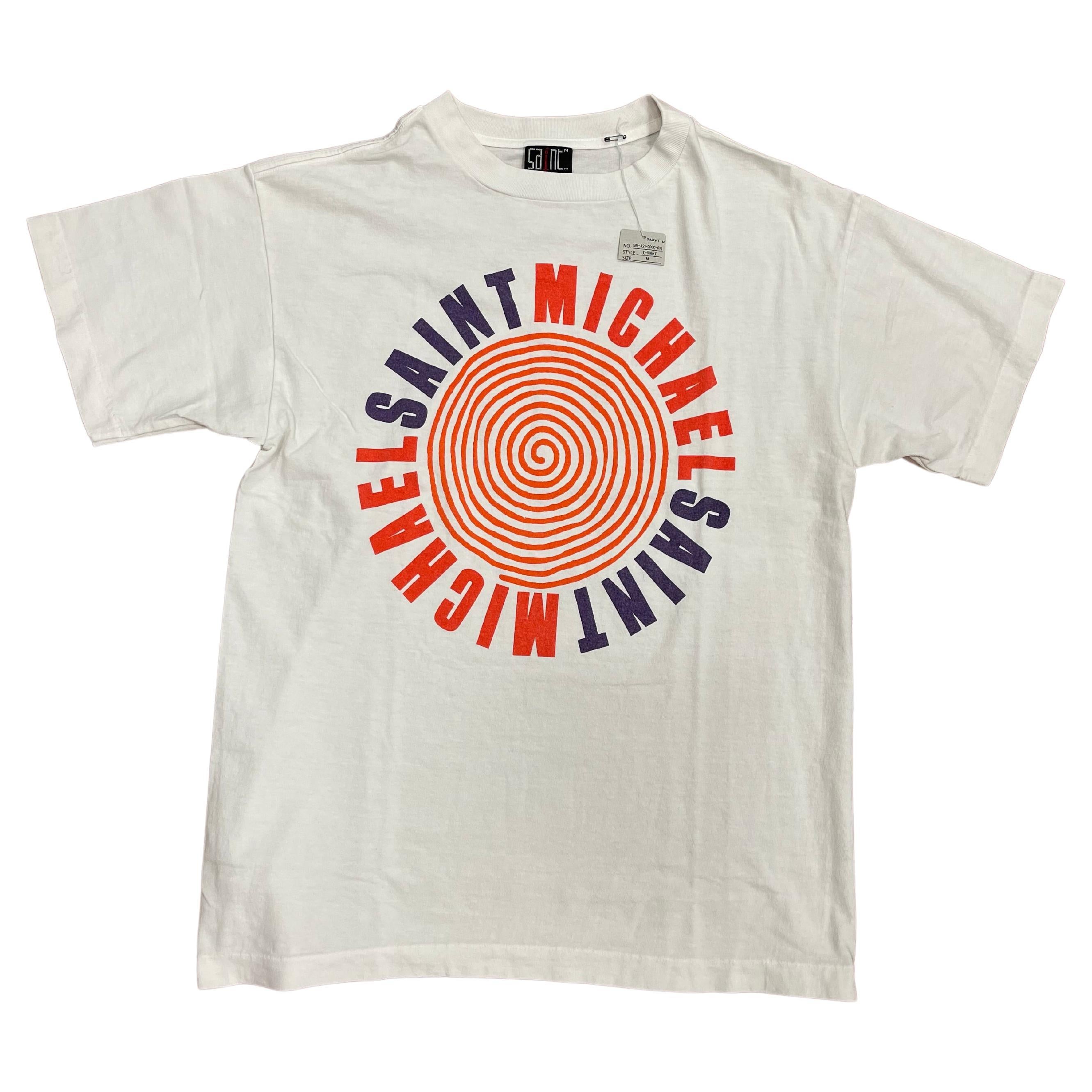 Saint Michael Red Circle / Spiral White Short Sleeve Tee