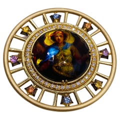 Saint Michael Sapphire Brooch Pendant