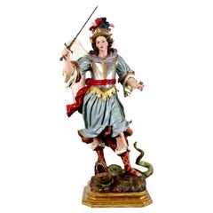 Saint Michael the Archangel, polychrome carved wood, attributed to L.S. Carmona