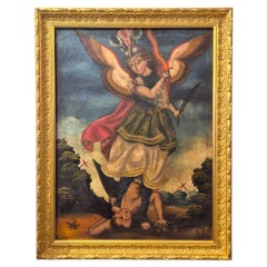 Saint Michael Vanquishing the Demon, Oil on Canvas, 18th Century