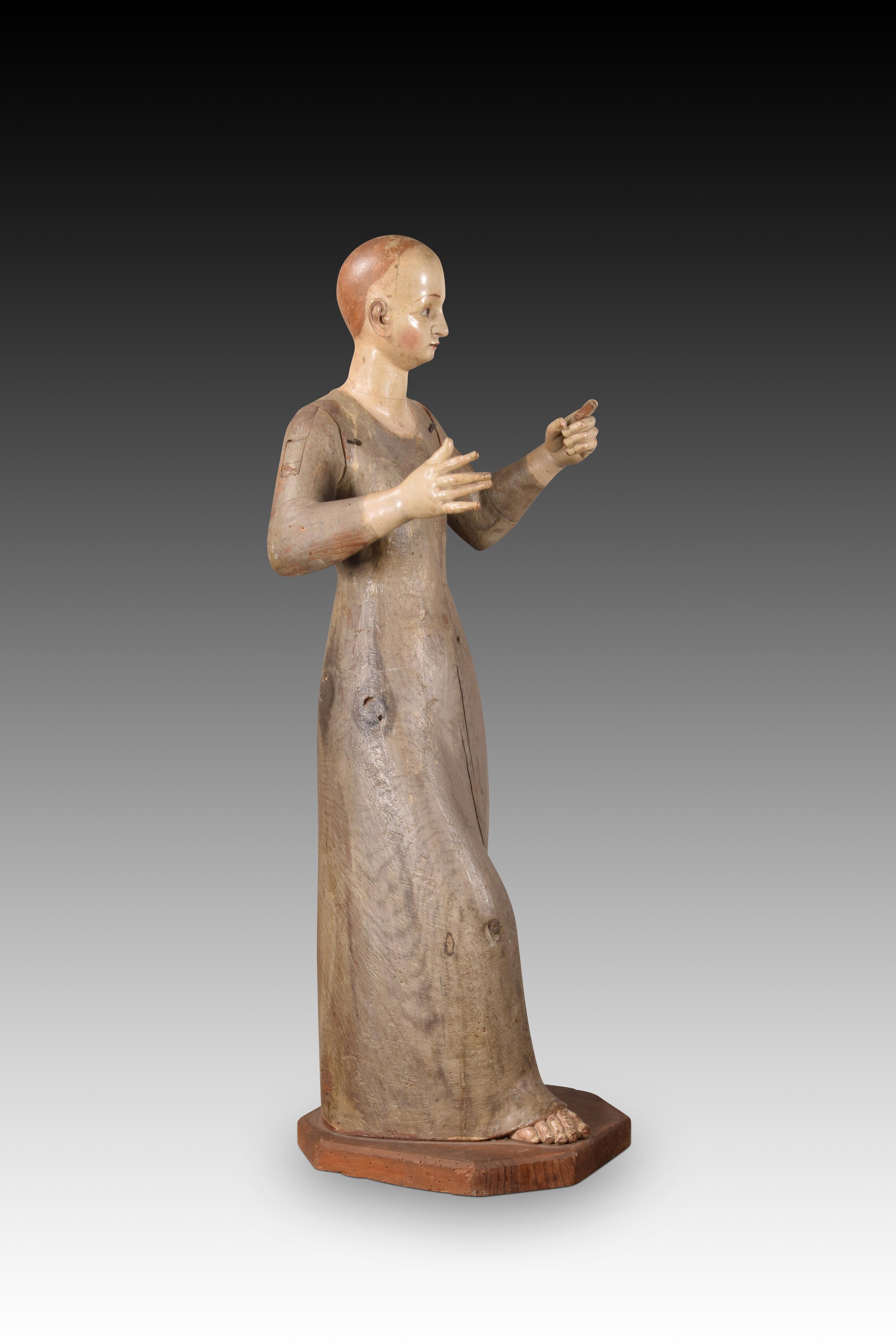Saint oder Jungfrau zum Kleidern. Holz, Metall. Spanische Schule, 17. Jahrhundert.  (Barock) im Angebot