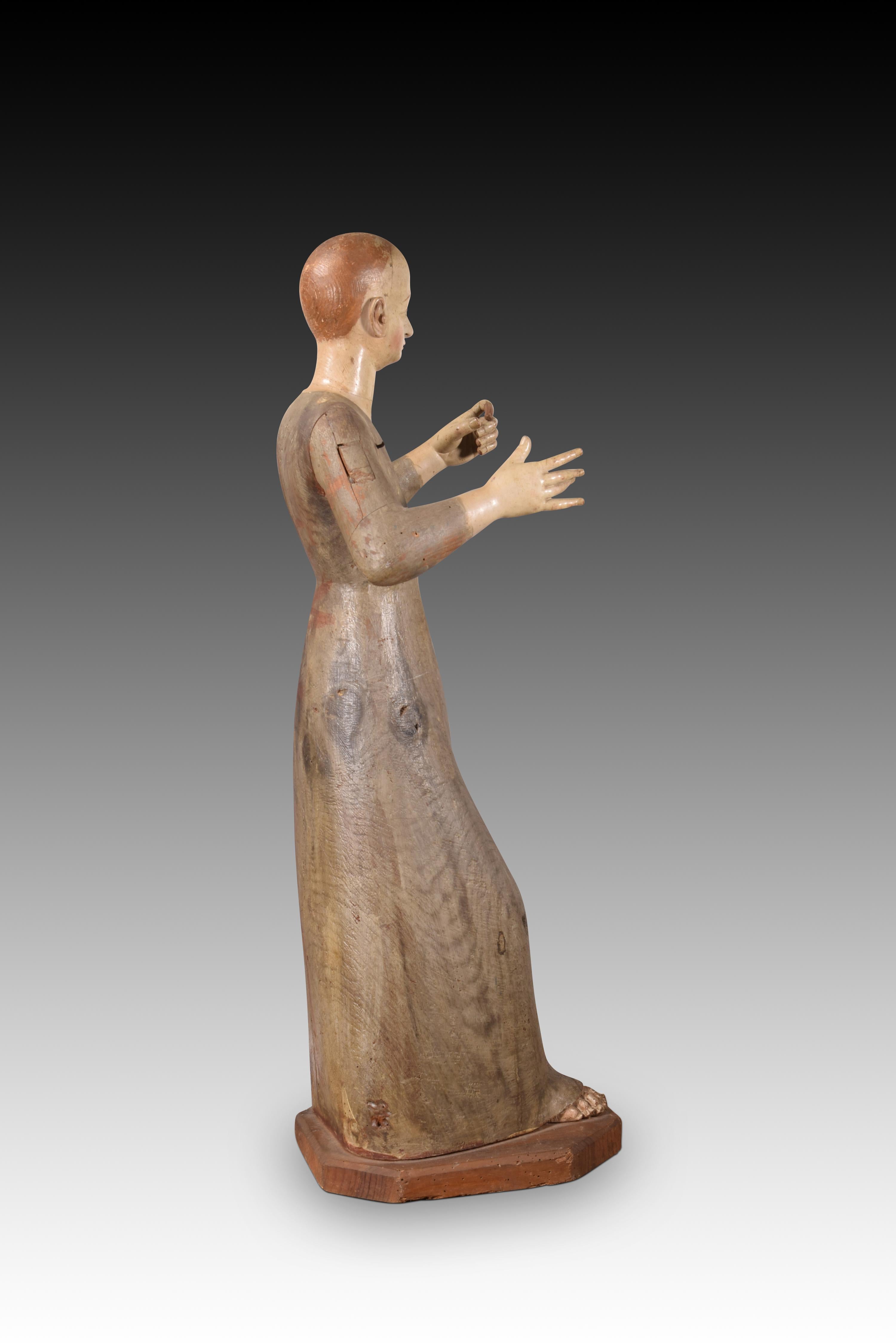 Saint or Virgin to dress. Wood, metal. Spanish school, 17th century.  In Distressed Condition For Sale In Madrid, ES