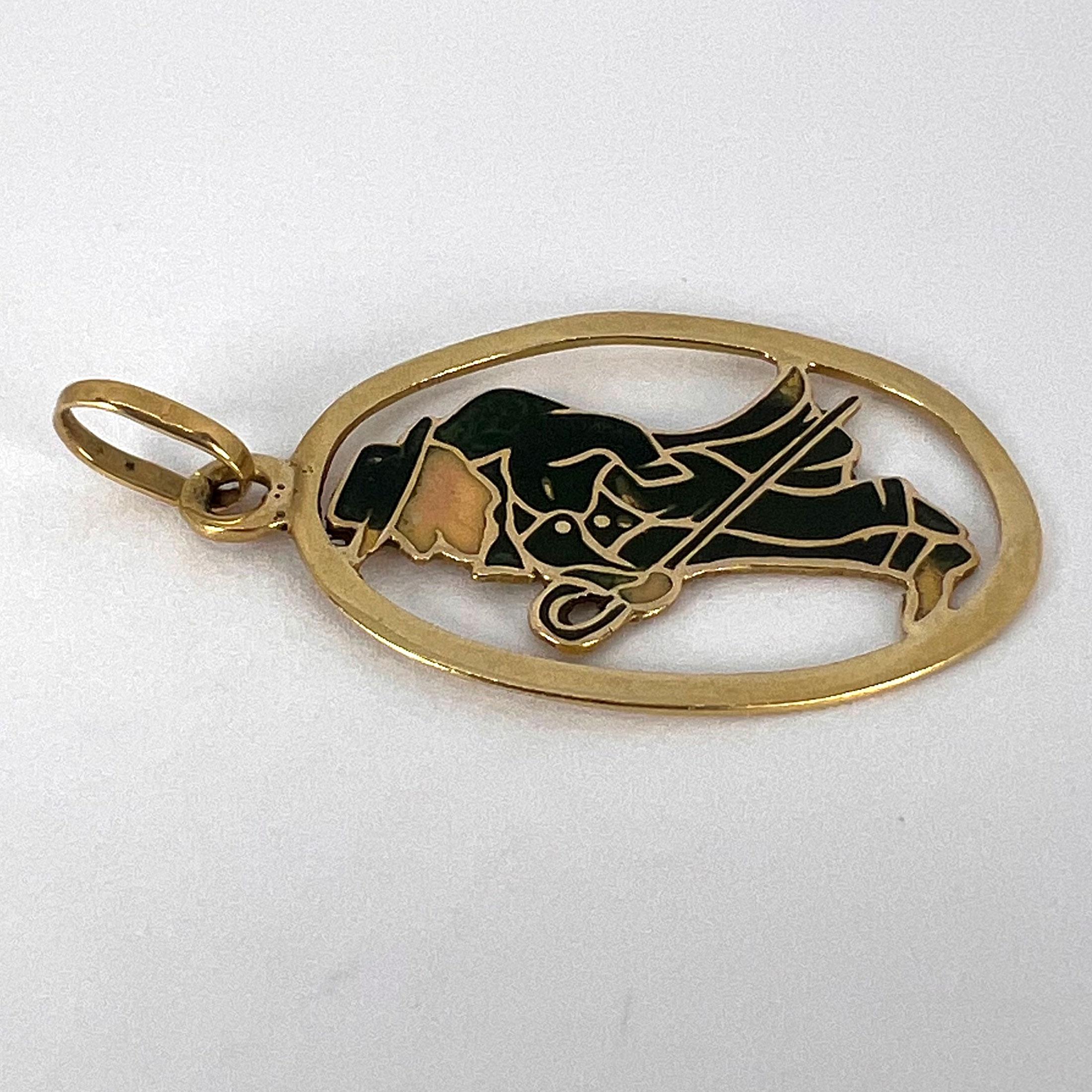 Pendentif en or jaune 18K avec breloque Saint Patrick Ireland Green Man Enamel en vente 10