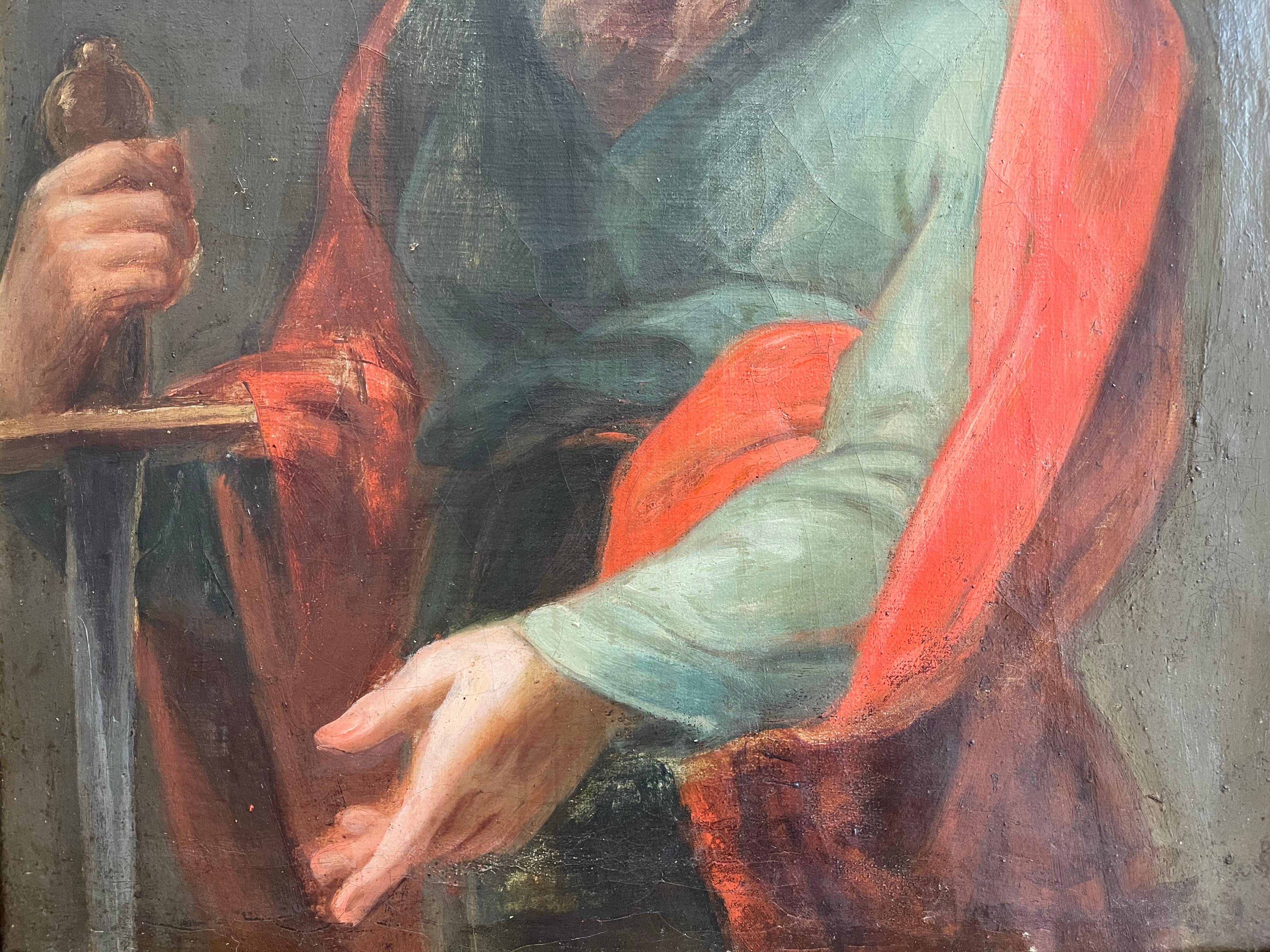 Saint Paul, Öl auf Leinwand, 19. Jahrhundert im Zustand „Gut“ im Angebot in Beaune, FR
