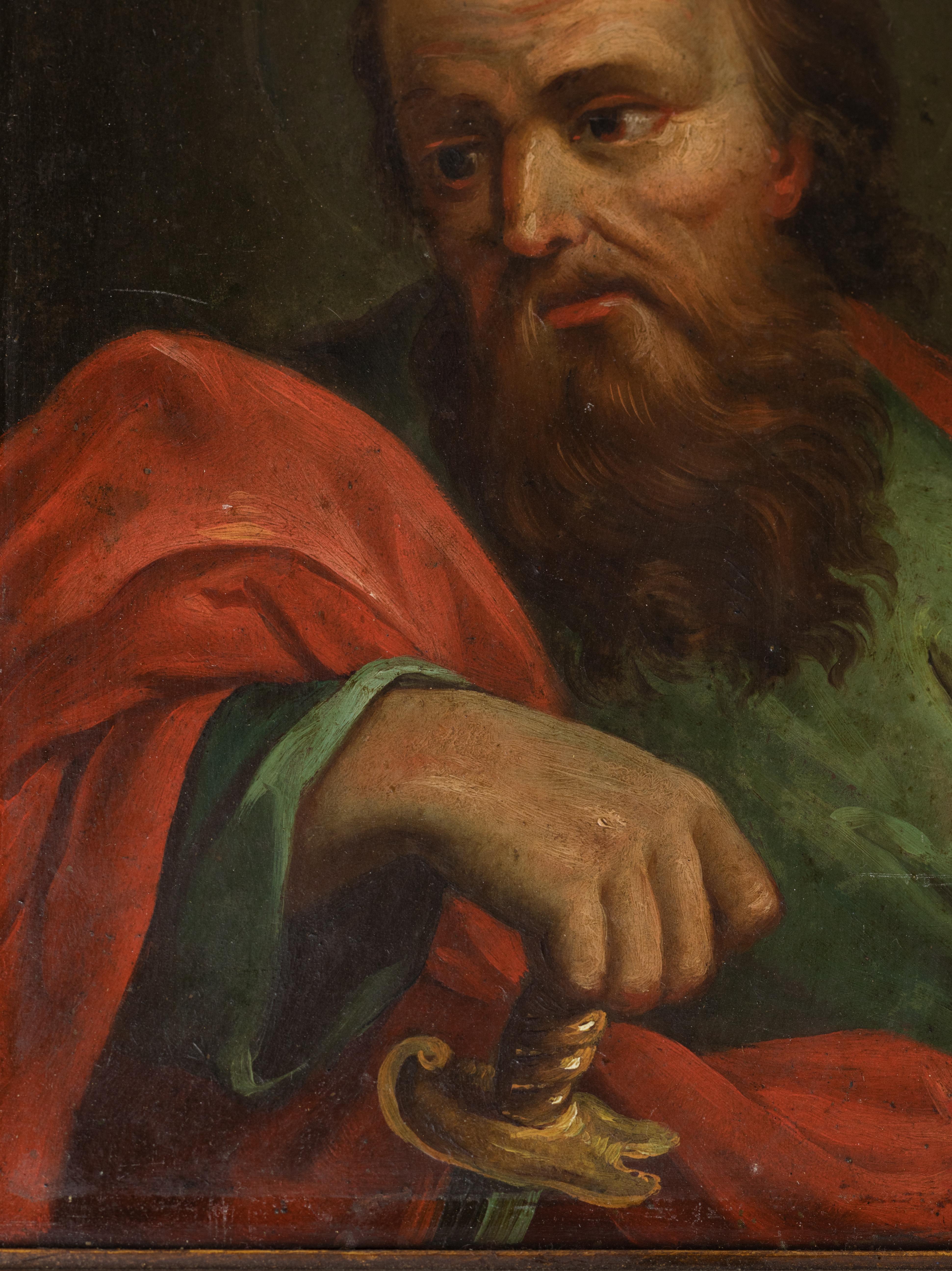 Dipinto religioso di San Paolo, Olio su tela, Scuola italiana, XVIII secolo in vendita 2