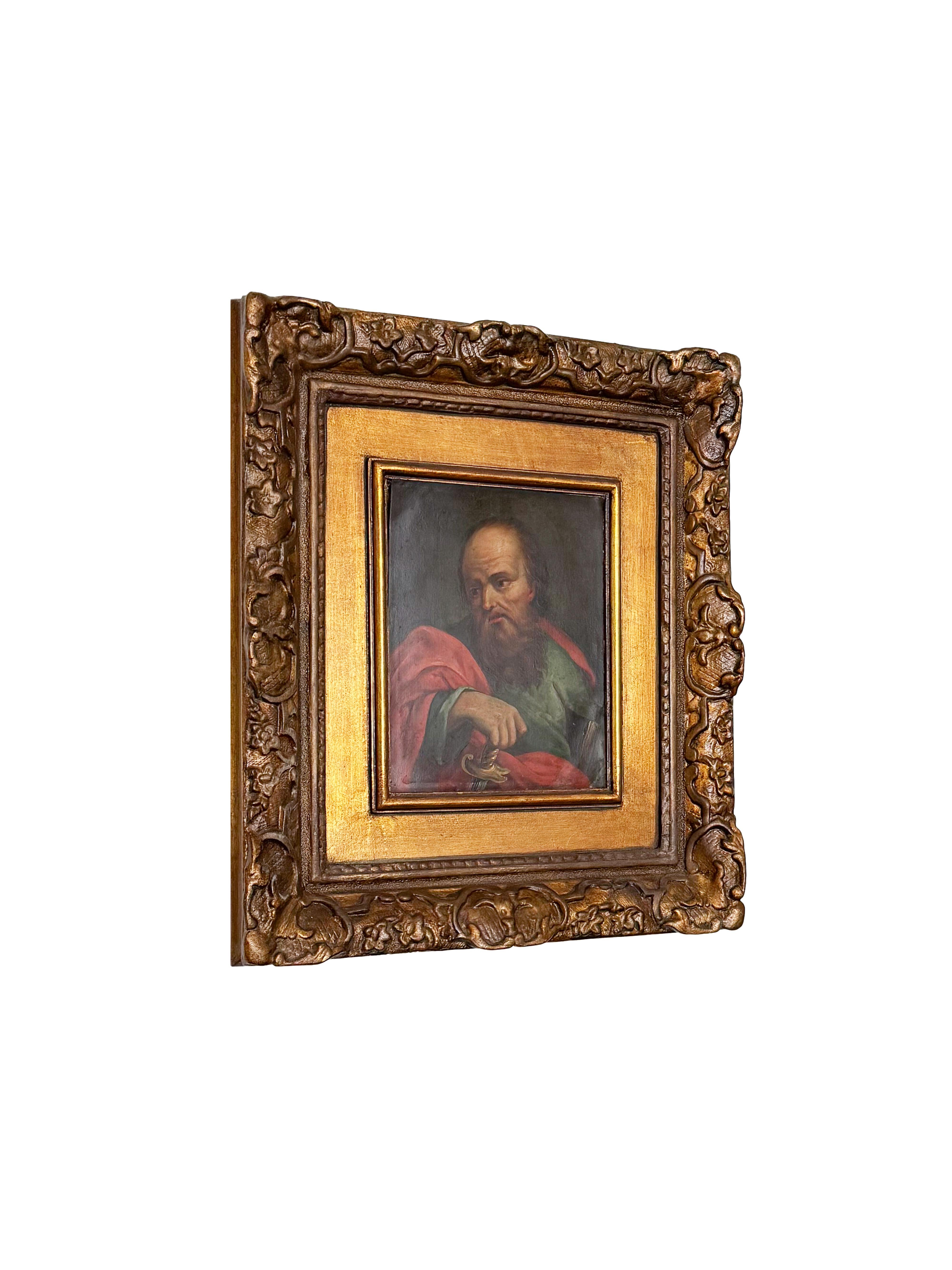 Religiöses Gemälde des Heiligen Paul, Öl auf Cooper, Italienische Schule, 18. Jahrhundert im Angebot 3