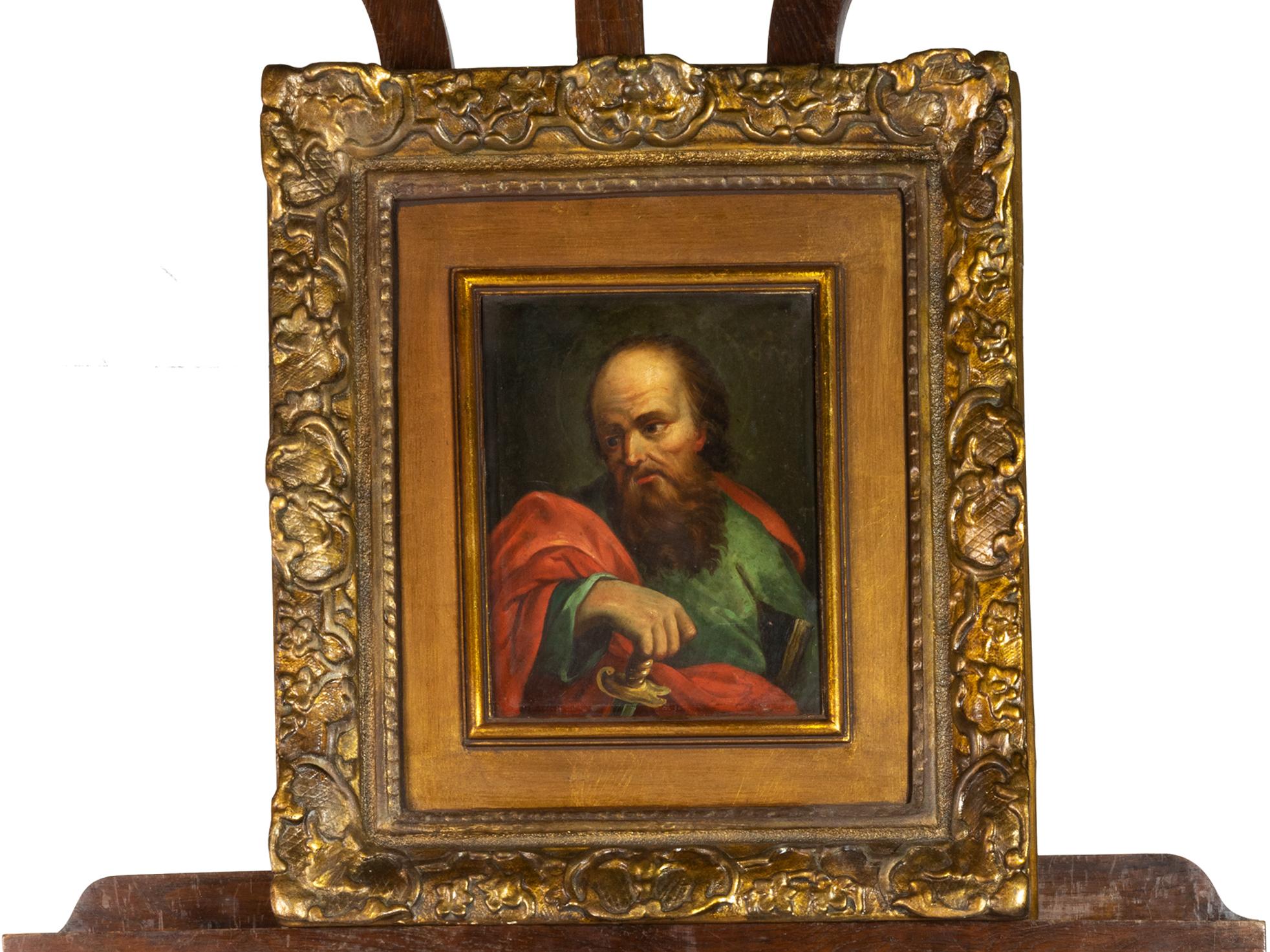 Dieses Gemälde der Italienischen Schule aus dem 18. Jahrhundert zeigt den Heiligen Paulus von Tarsus - auch bekannt als Apostel Paulus oder Apostel der Heiden - in Öl auf Kupfer, das von großer Intensität und barockem Einfluss ist. 

Dieses