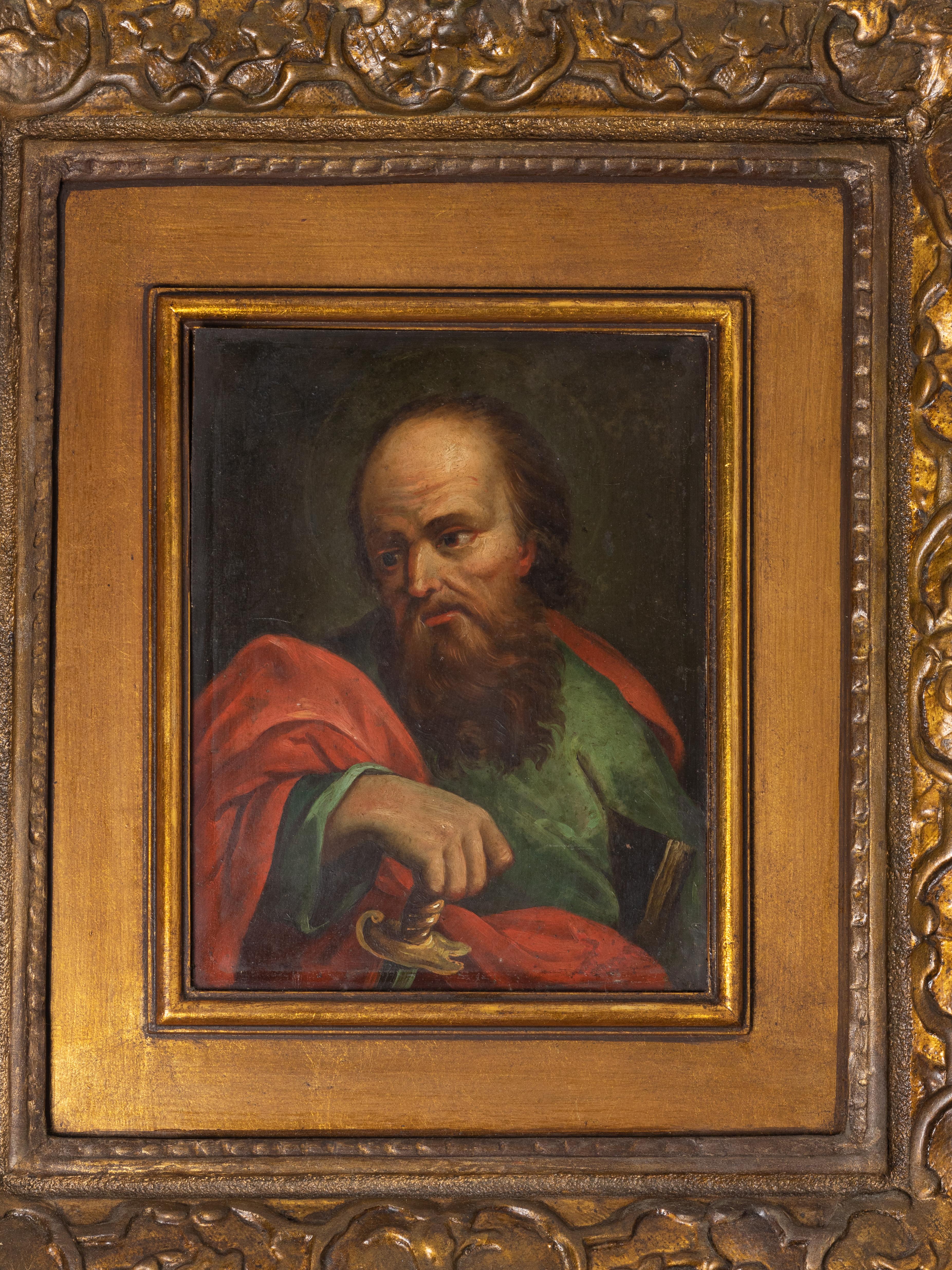 Religiöses Gemälde des Heiligen Paul, Öl auf Cooper, Italienische Schule, 18. Jahrhundert (18. Jahrhundert und früher) im Angebot