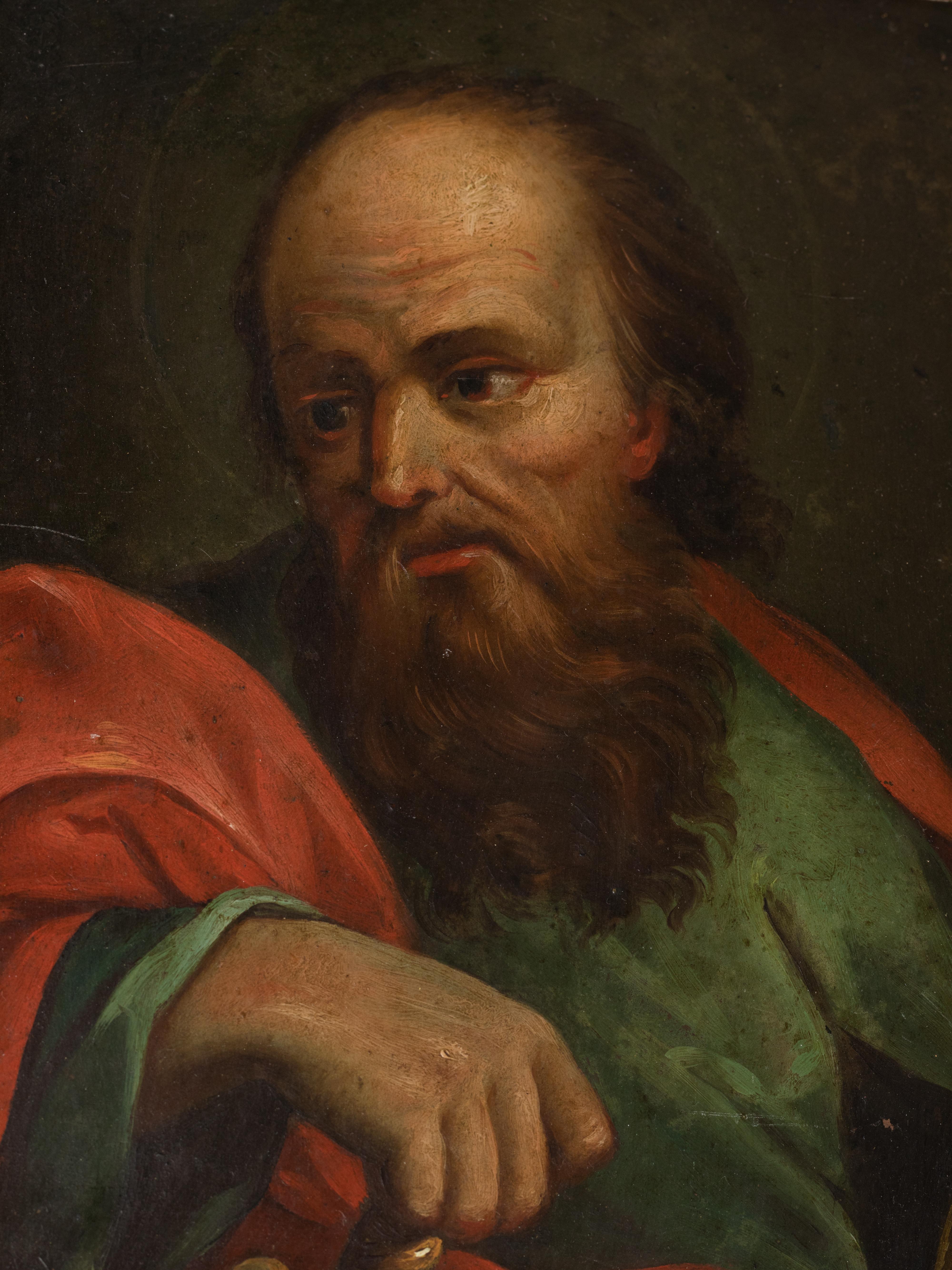 Religiöses Gemälde des Heiligen Paul, Öl auf Cooper, Italienische Schule, 18. Jahrhundert im Angebot 1