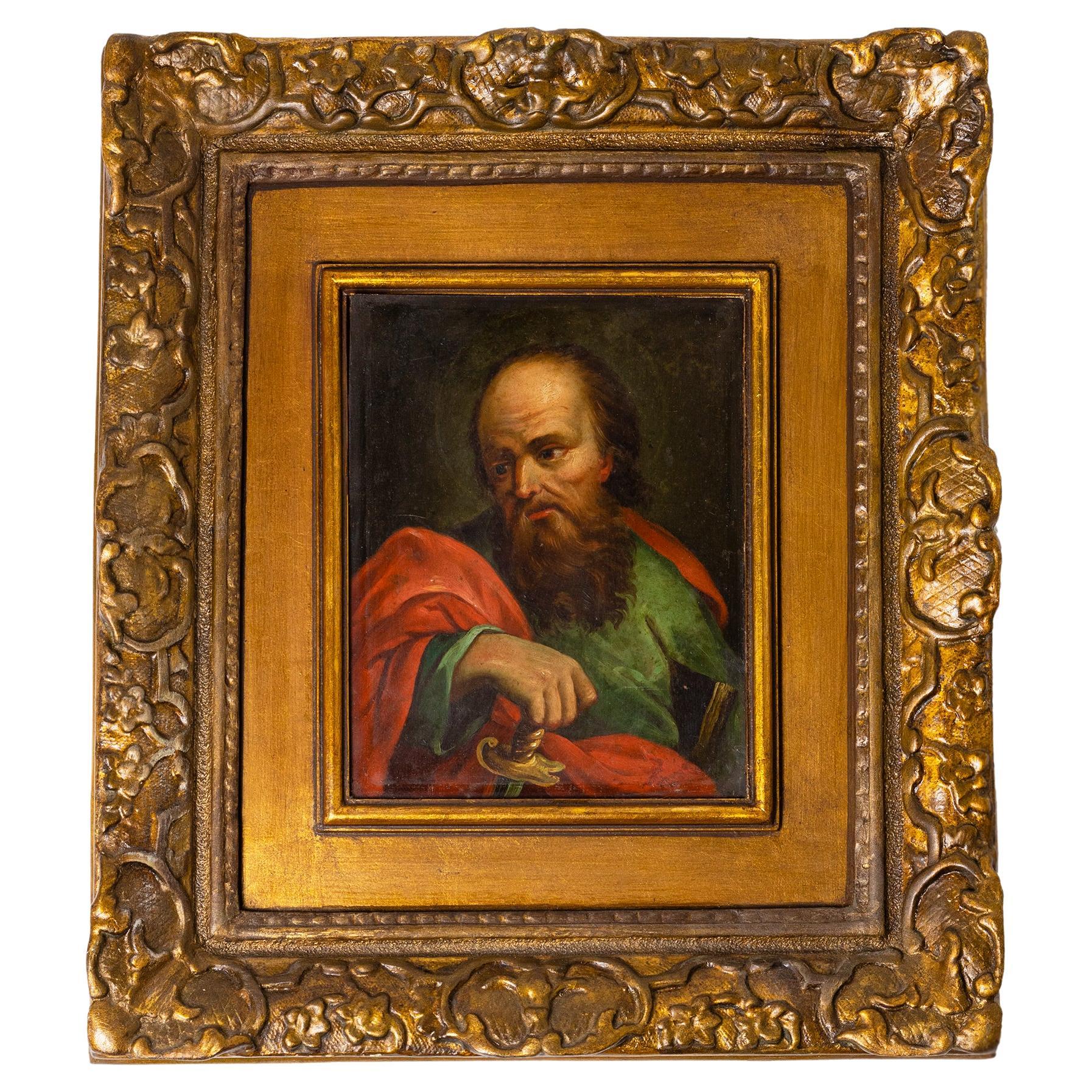 Dipinto religioso di San Paolo, Olio su tela, Scuola italiana, XVIII secolo in vendita