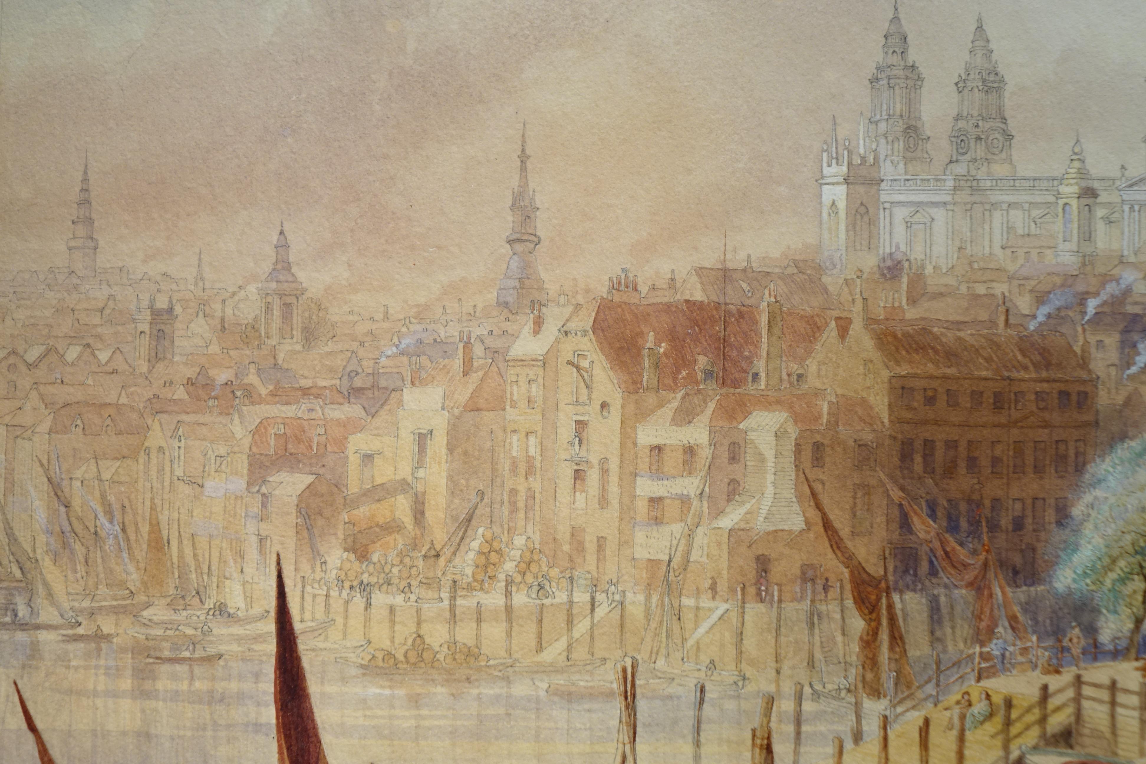 Hand-Painted Saint Paul's Cathedral from Southwork bridge - F. LLOYDS, dated 1878 For Sale