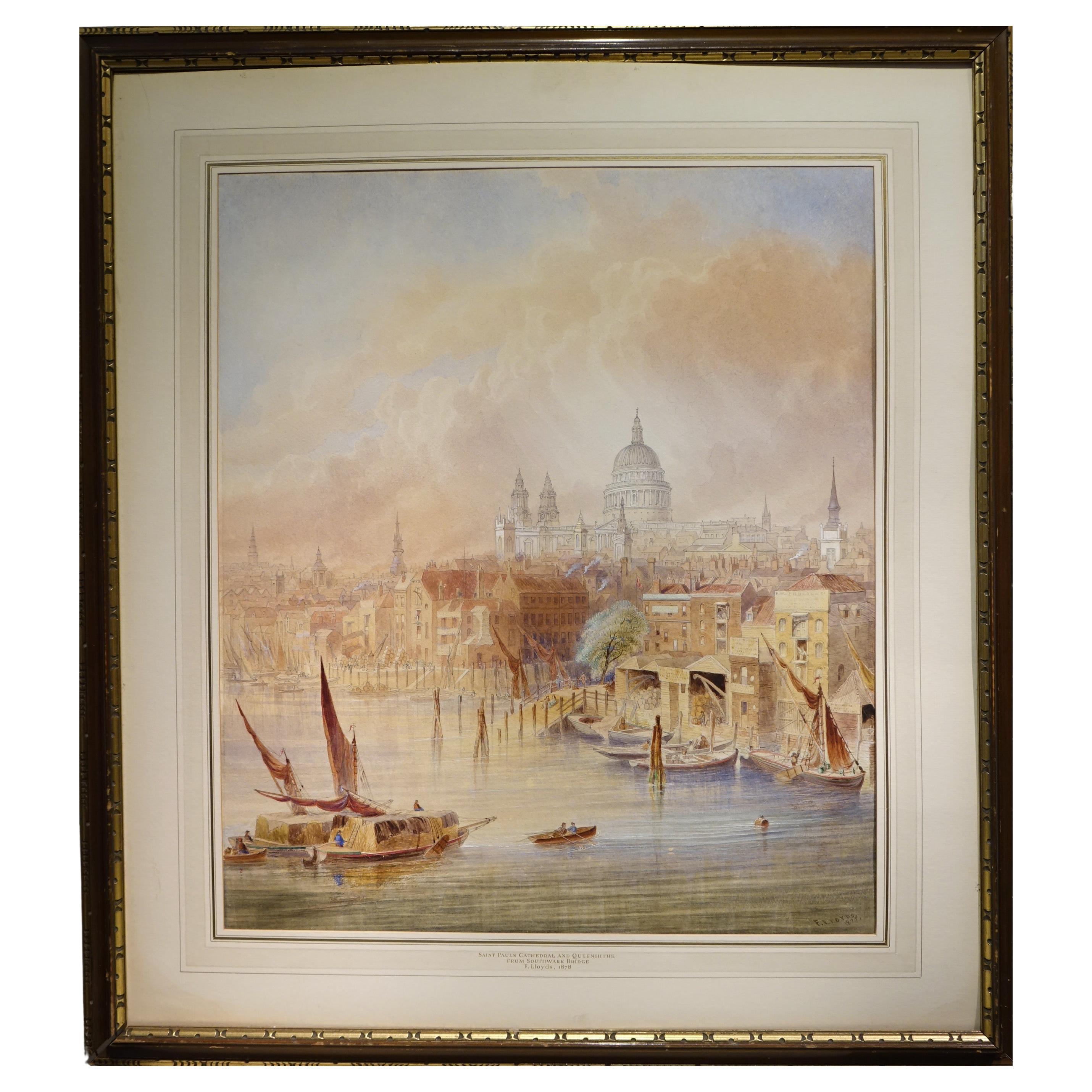 Saint Paul's Cathedral from Southwork bridge - F. LLOYDS, dated 1878 For Sale