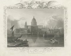 Saint Paul's from Bankside, Tombleson Thames View with Border, circa 1835