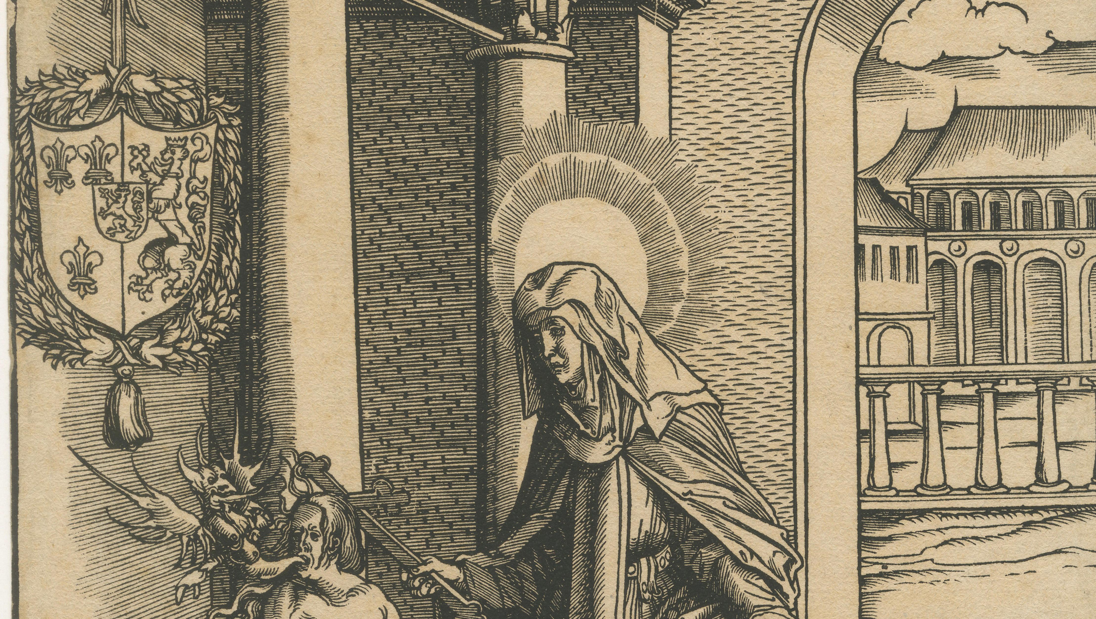 Saint Radegonde Exorcising a Demon – Burgkmair Circle, c.1516 Woodcut