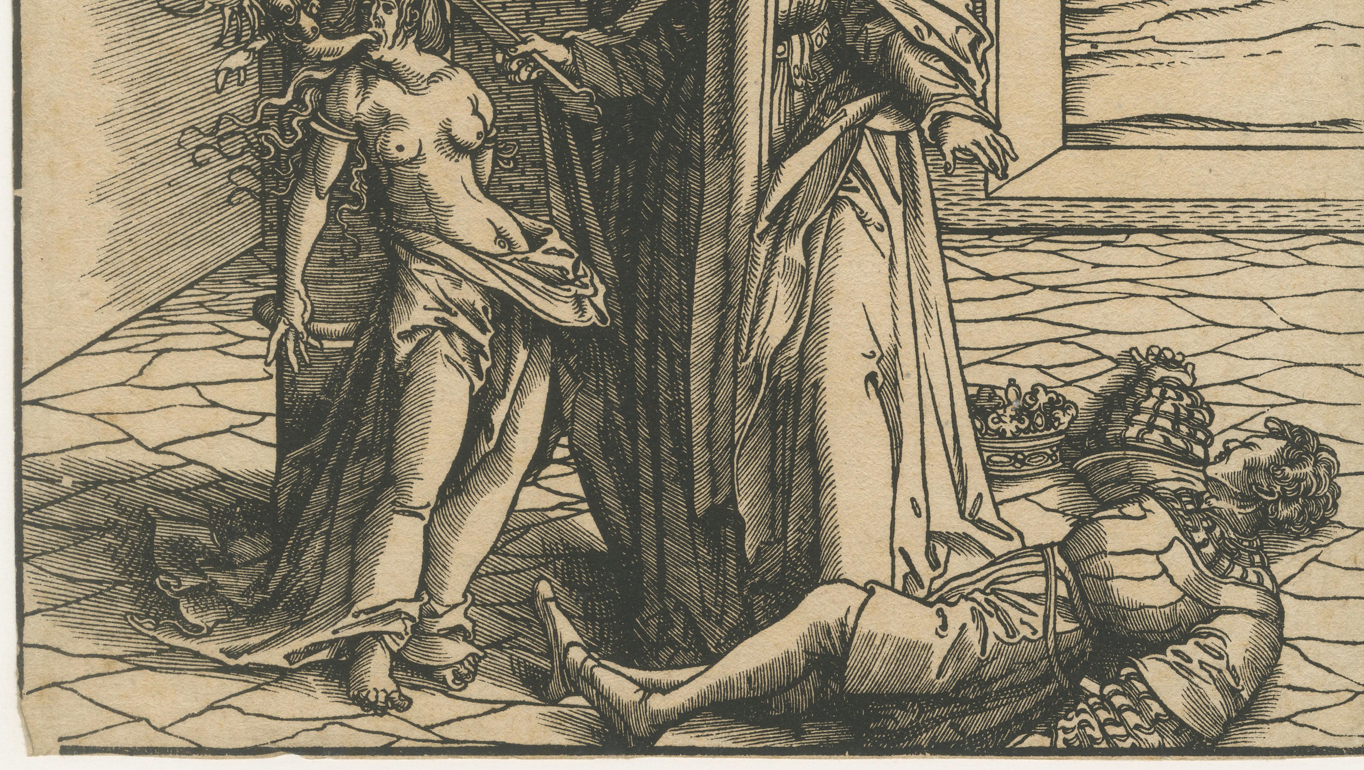 Saint Radegonde Exorcising a Demon – Burgkmair Circle, c.1516 Woodcut