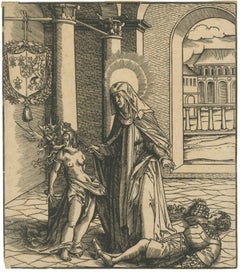 Sainte Radegonde che esorcizza un demone - Circolo di Burgkmair, 1516 circa xilografia