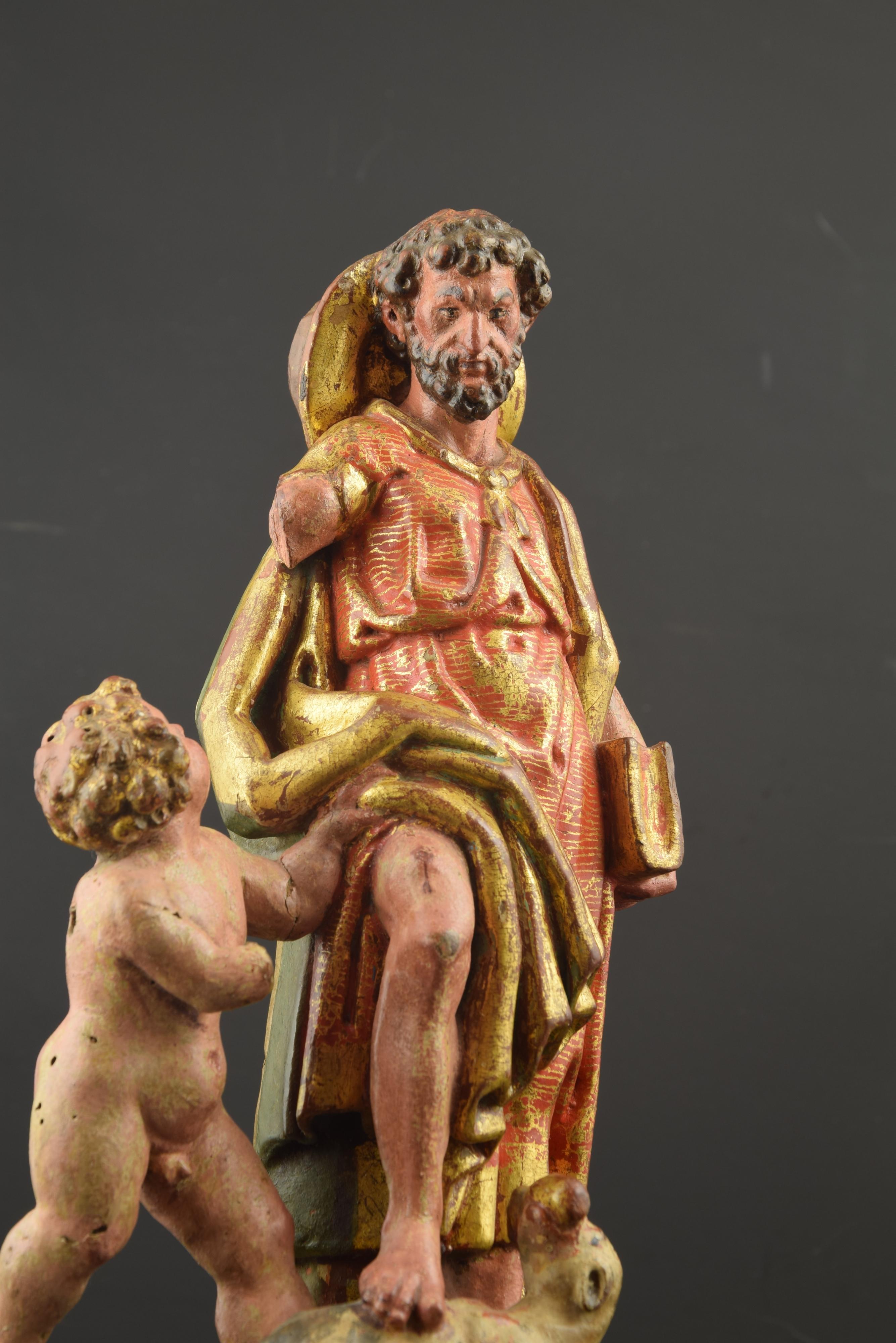 Hand-Crafted “Saint Roch” Polychromed Wood, Juan de Anchieta’s Circle, Spain, 16th Century For Sale