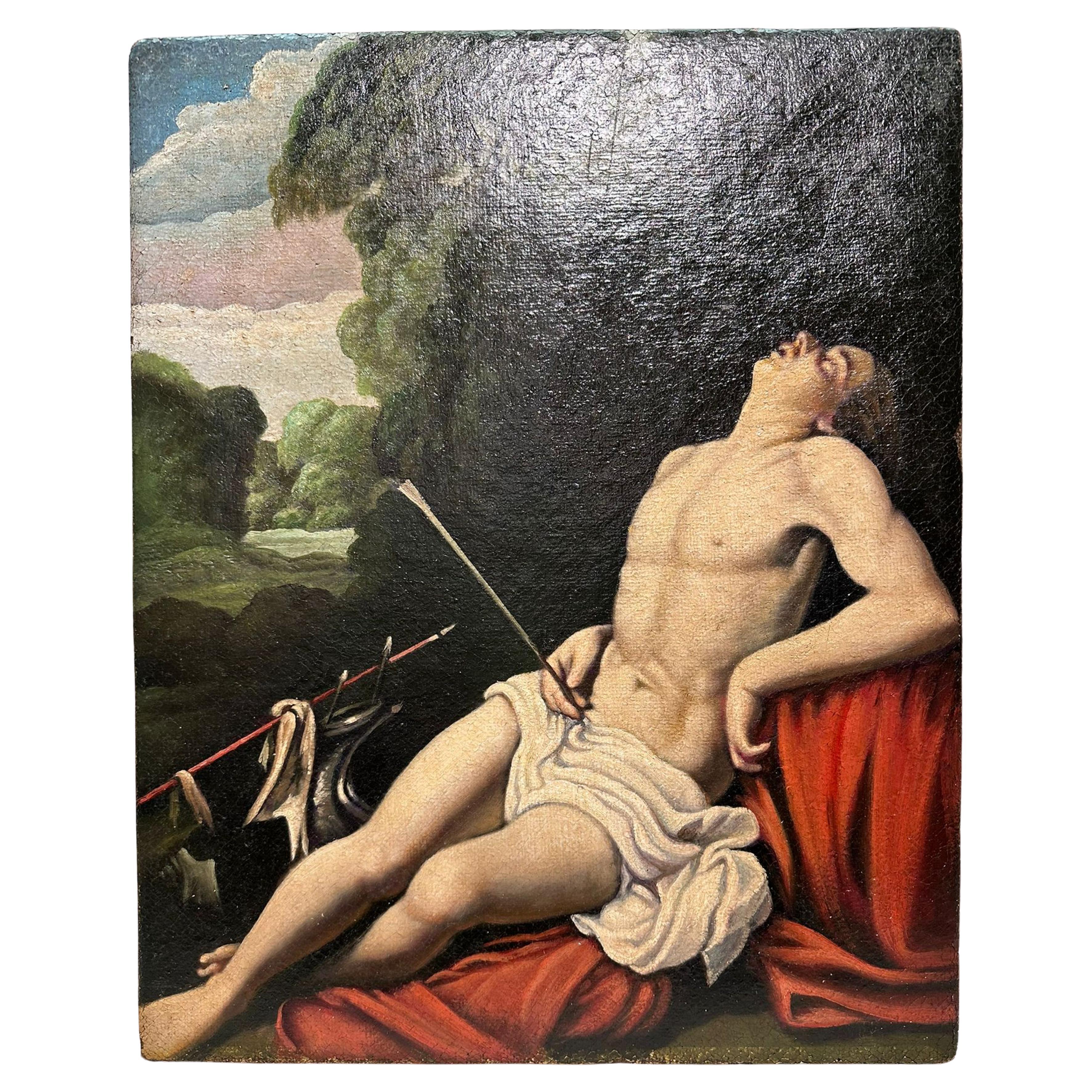 „Saint Sebastian“ von Carlo Saraceni, Italienische Schule des 19. Jahrhunderts mit Video im Angebot