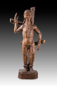 Saint Sebastian. Carved wood. Possibly Spanish school, 18th century.