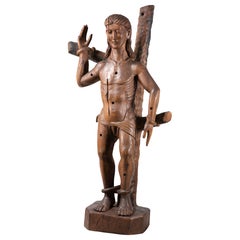 Saint Sebastian. Carved wood. Possibly Spanish school, 18th century.