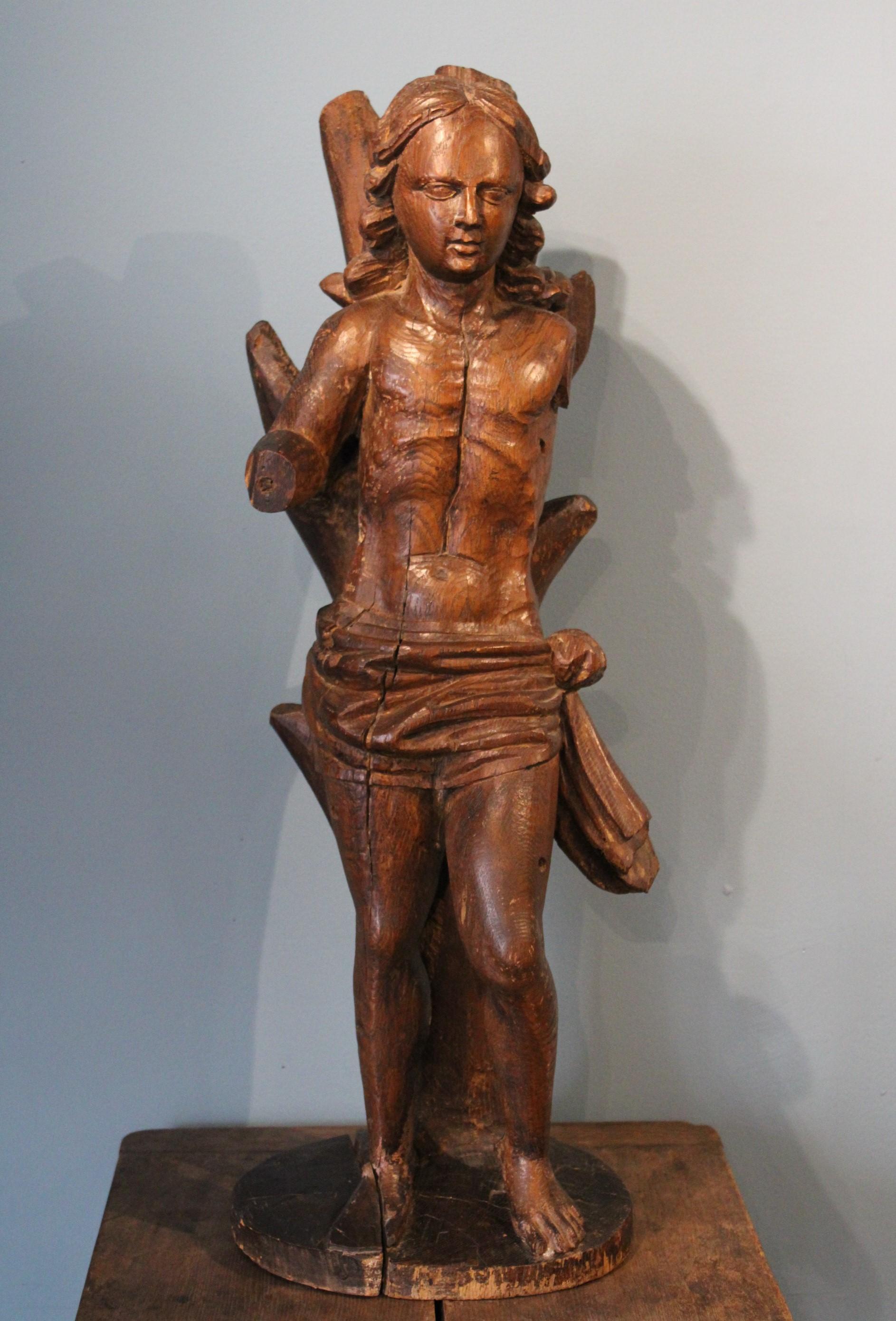 Statue in oak wood representing Saint Sebastian.
Period early 18th century.