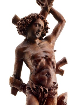 Saint Sebastian Wood Carved Sculpture, 16th Century Lower Rhine