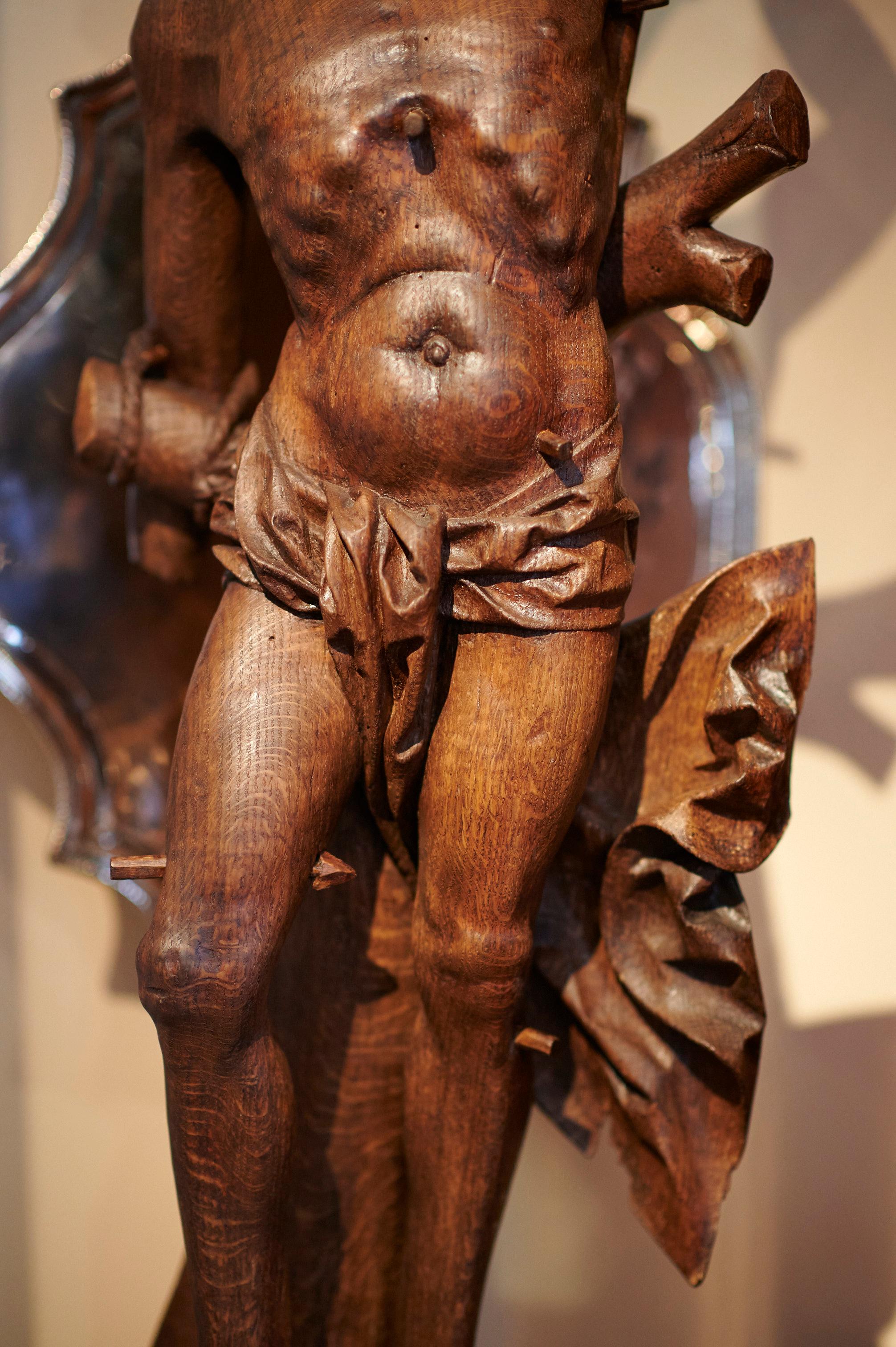 18th Century and Earlier Saint Sebastian Wood Carved Sculpture, 16th Century Lower Rhine For Sale