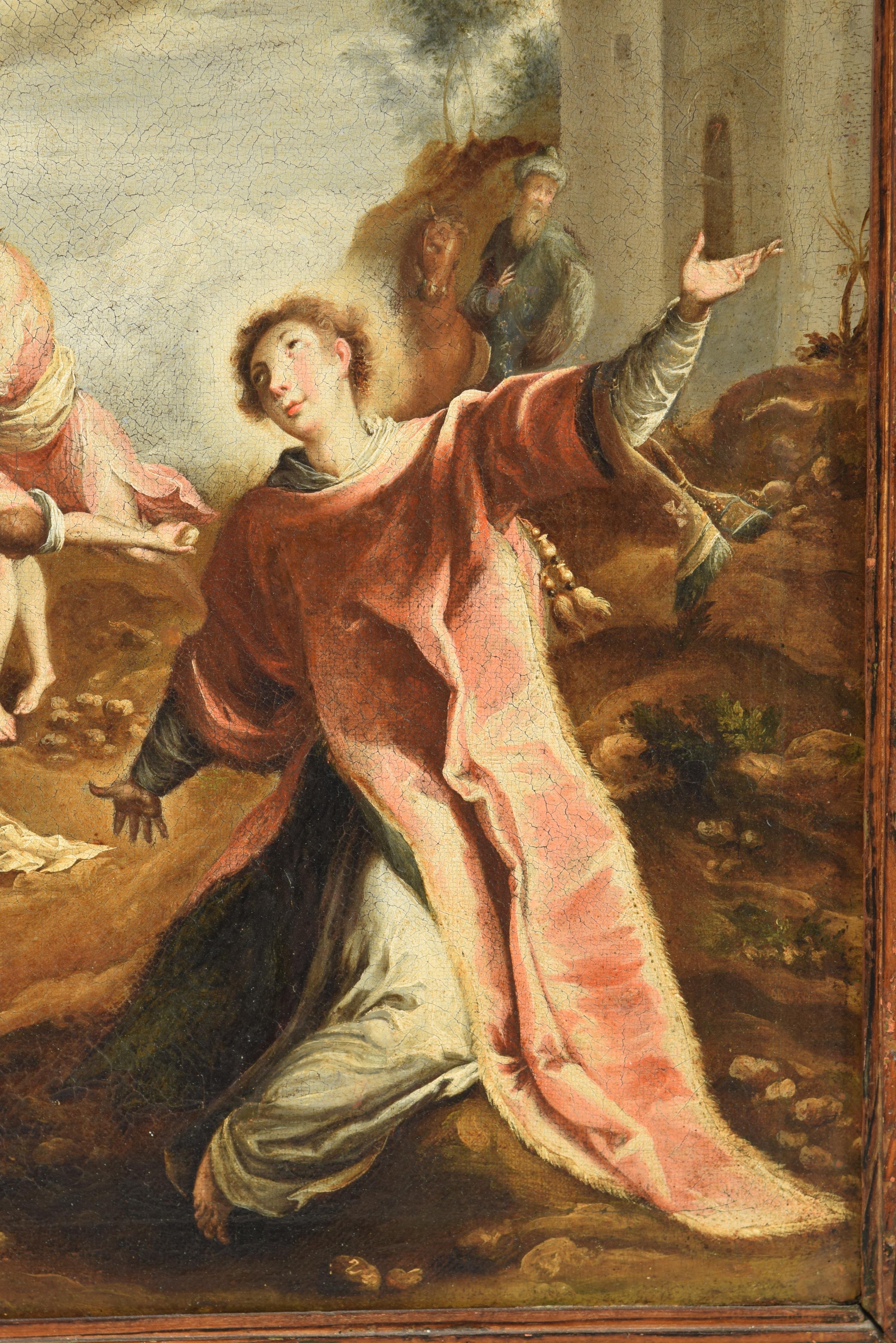 Baroque Saint Stephen, Oil on Canvas, 17th Century, After Aegidius Sadeler's Engraving