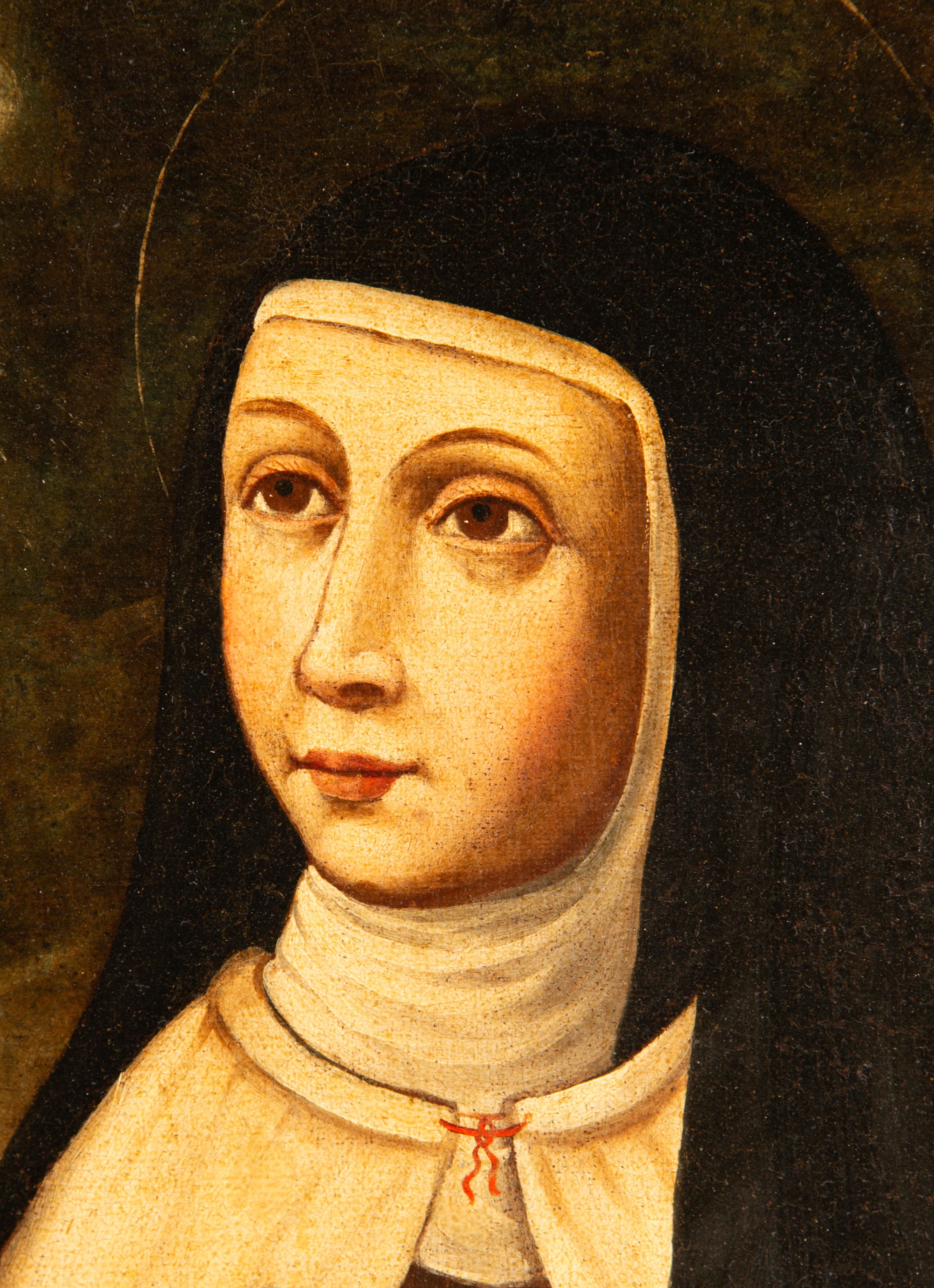 Baroque Saint Teresa of Avila. Oil on canvas. Spanish school, 17th century.
