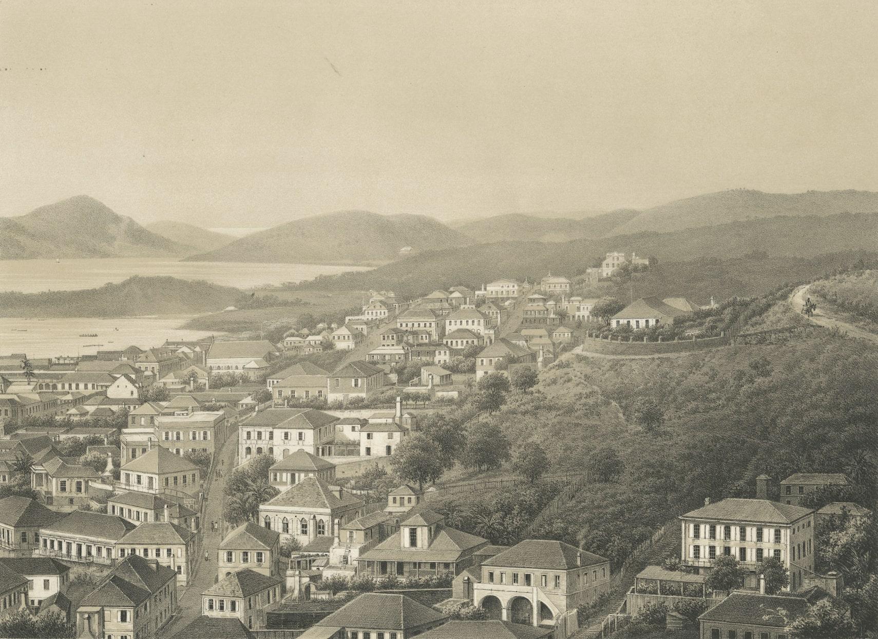 Mid-19th Century Saint Thomas of the United States Virgin Islands Original Lithograph Circa 1860