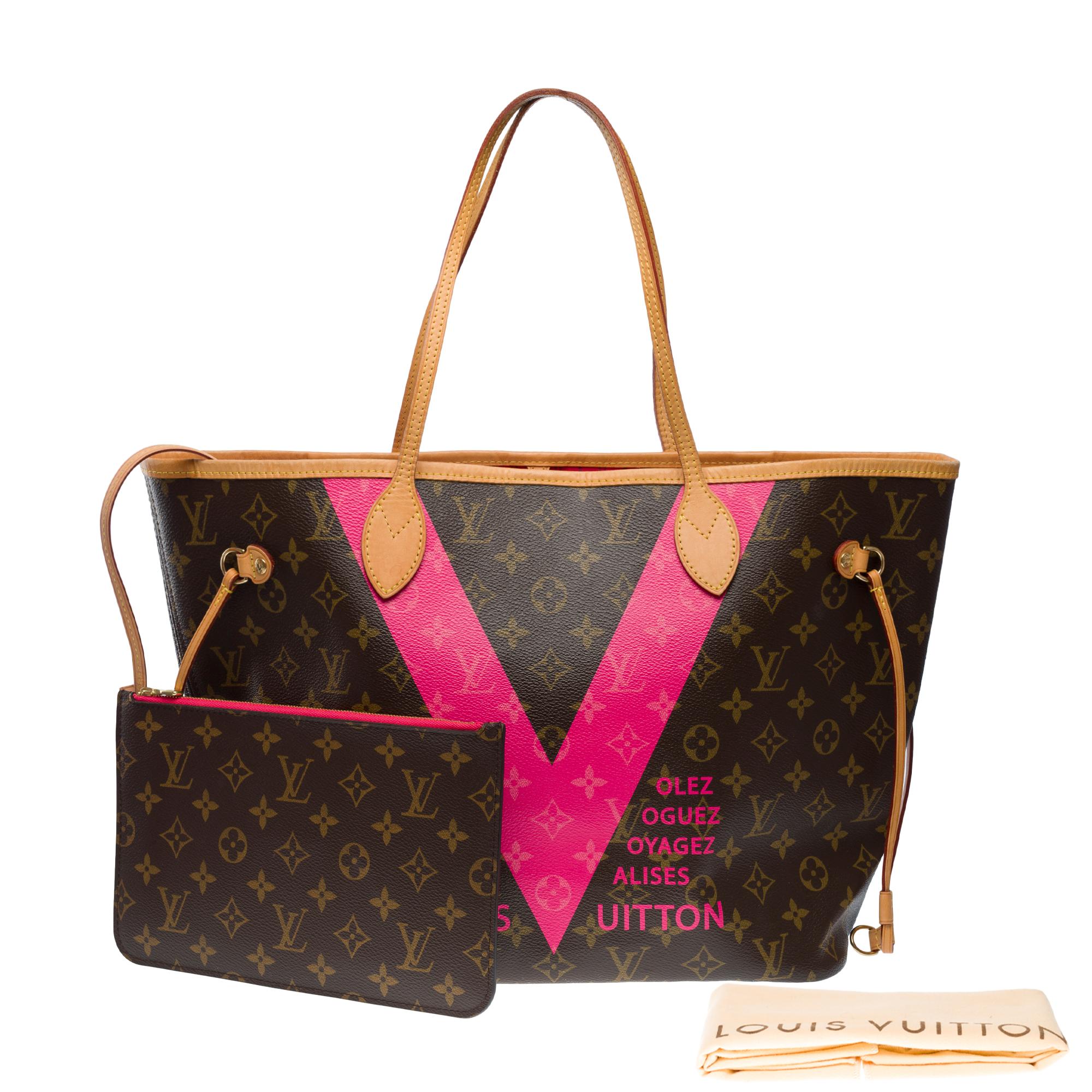 Saint Tropez rose vif édition limitée Louis Vuitton Neverfull Fourre-tout Excellent état - En vente à Paris, IDF