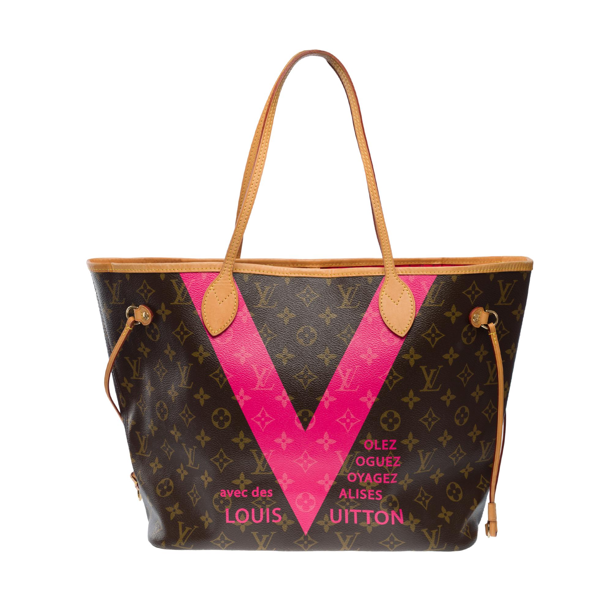 Saint Tropez rose vif édition limitée Louis Vuitton Neverfull Fourre-tout Pour femmes en vente
