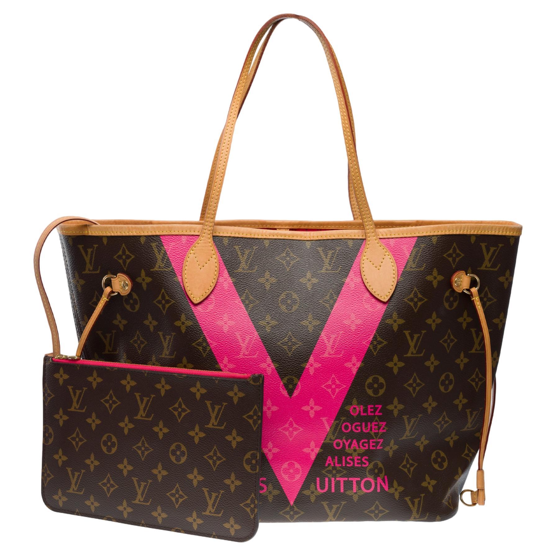 Saint Tropez rose vif édition limitée Louis Vuitton Neverfull Fourre-tout en vente