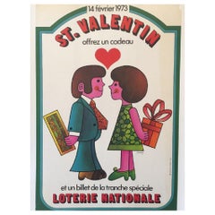 Vintage Poster Original Saint Valentin Loterie Nationale Poster French Art 