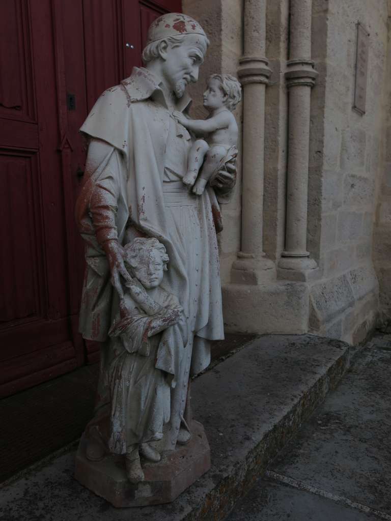 Renaissance Statue Saint Vincent de Paul Style in Terra-Cotta 20th Century For Sale