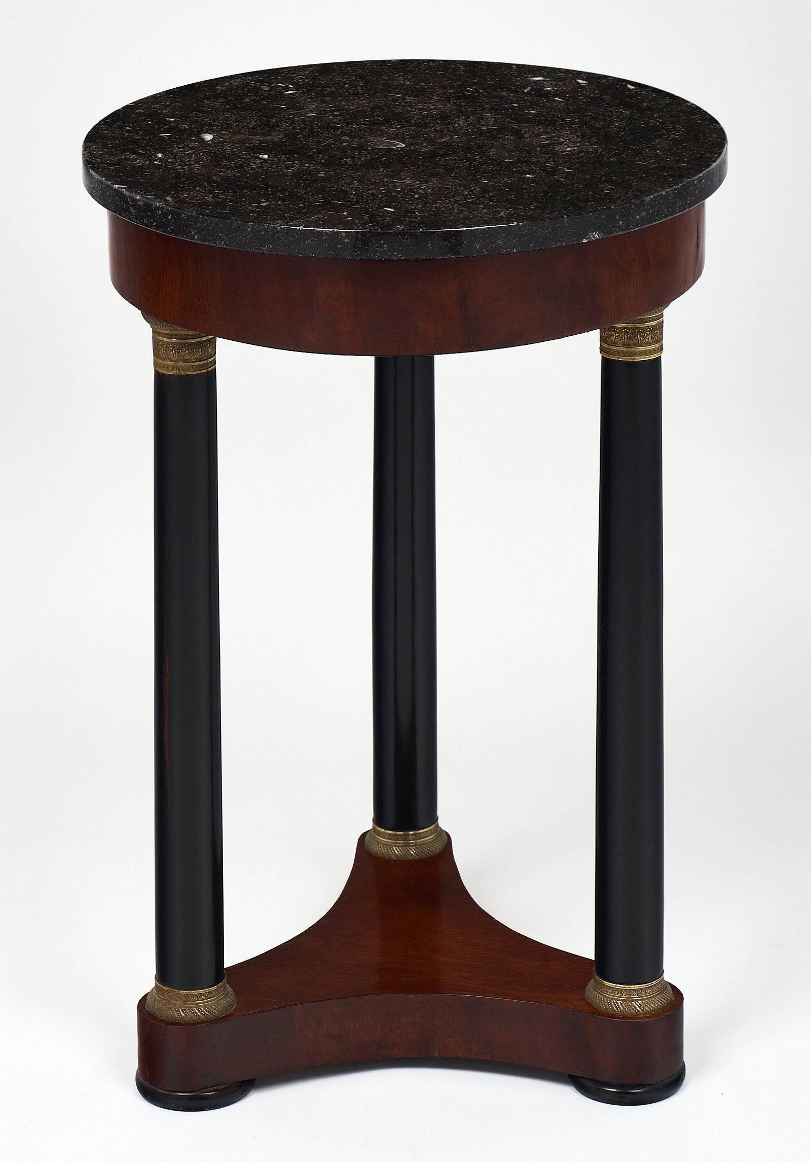 French Sainte Anne Marble Topped Empire Style Side Table