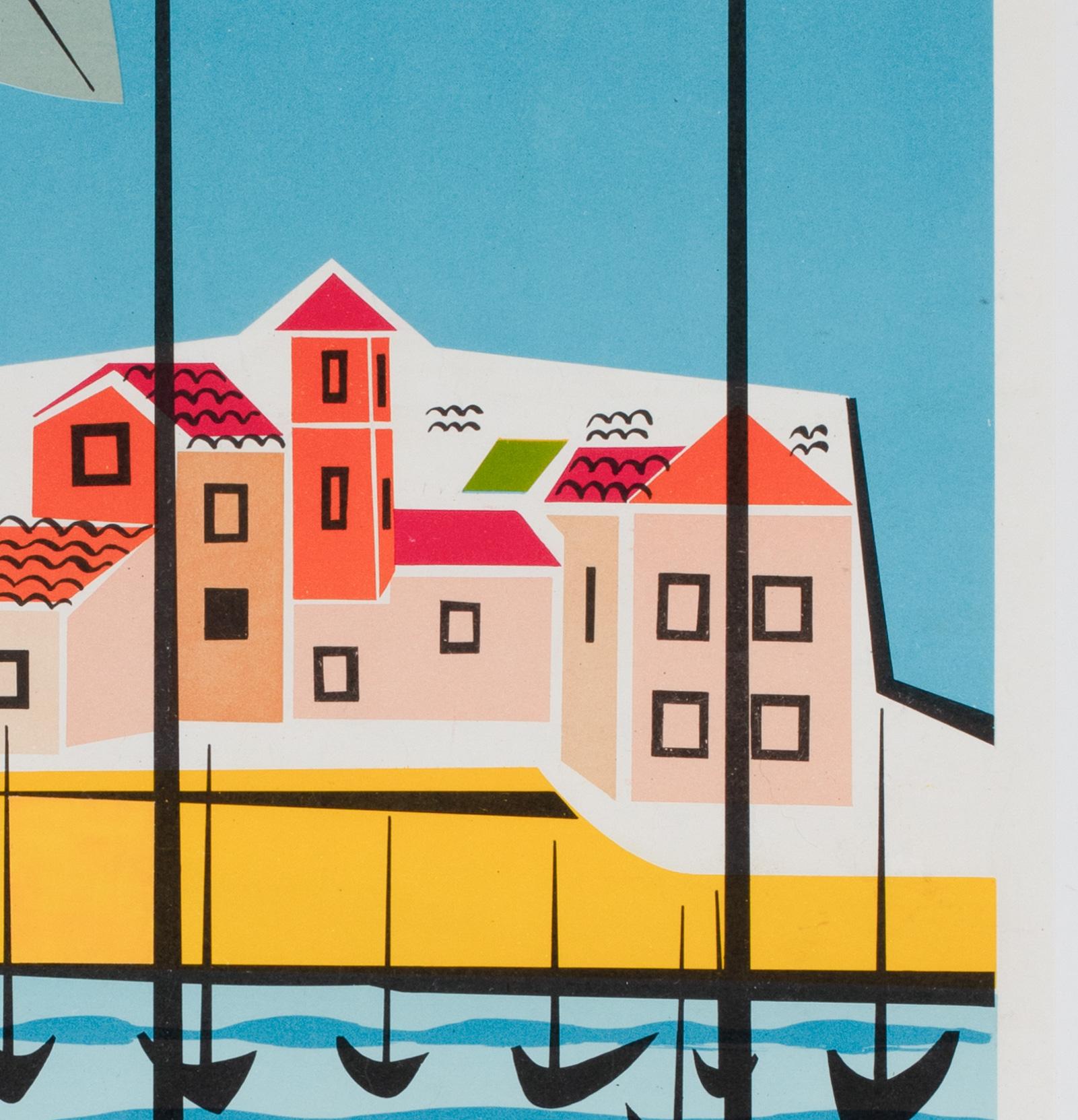 Lino Poster di viaggio francese di Sainte Maxime Cote D'Azur 1960, Bernard Thonus in vendita