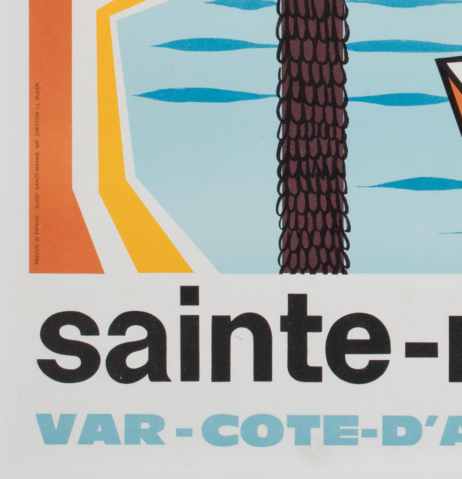Poster di viaggio francese di Sainte Maxime Cote D'Azur 1960, Bernard Thonus in vendita 1