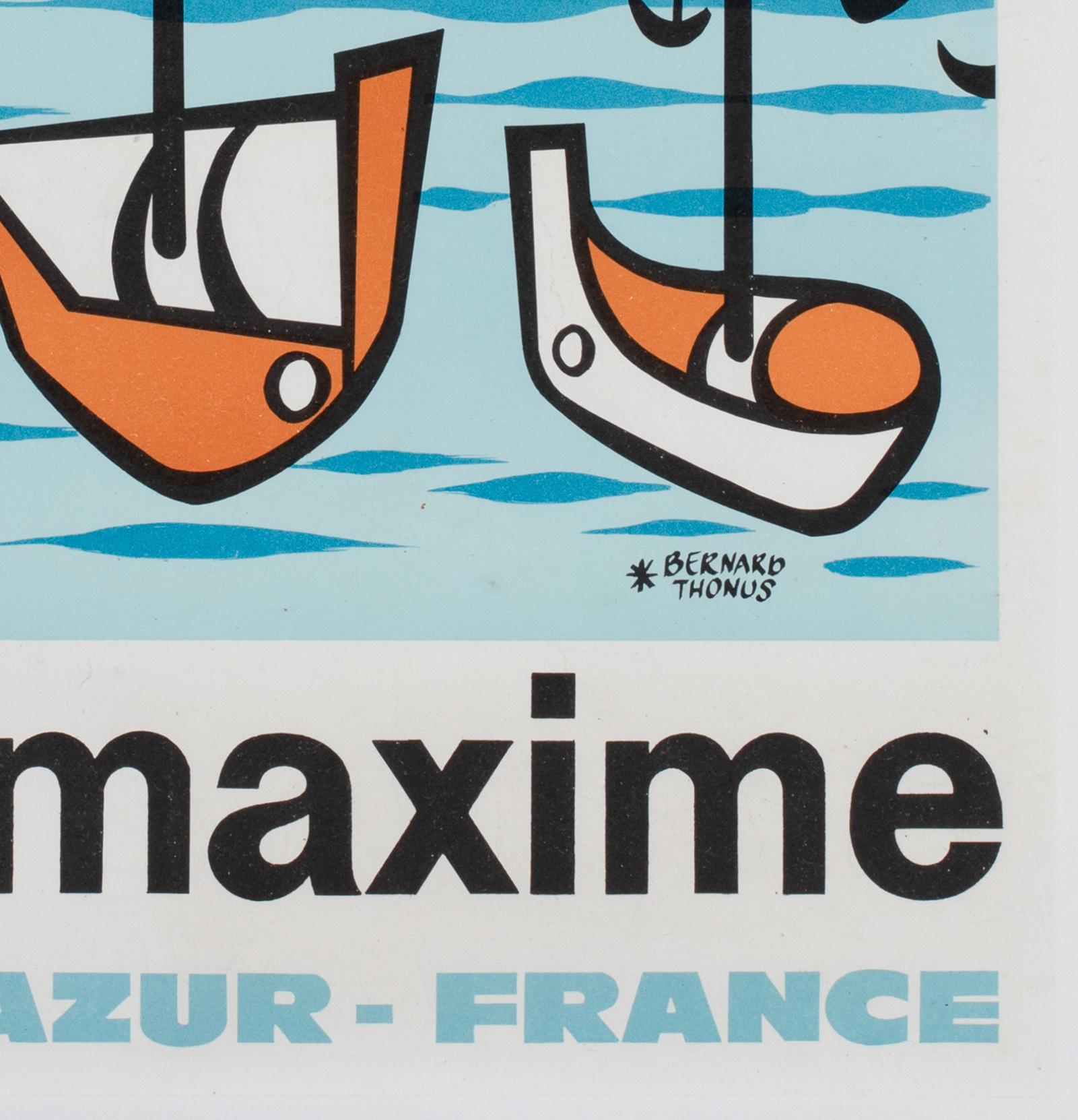 Poster di viaggio francese di Sainte Maxime Cote D'Azur 1960, Bernard Thonus in vendita 2
