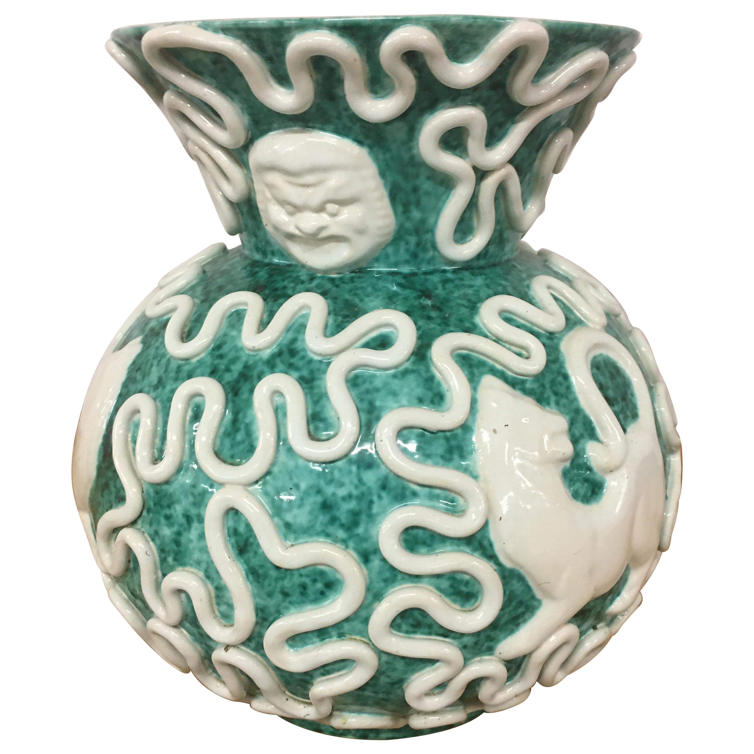 Sainte Radegonde Art Deco Ceramic Vase, circa 1930-1950