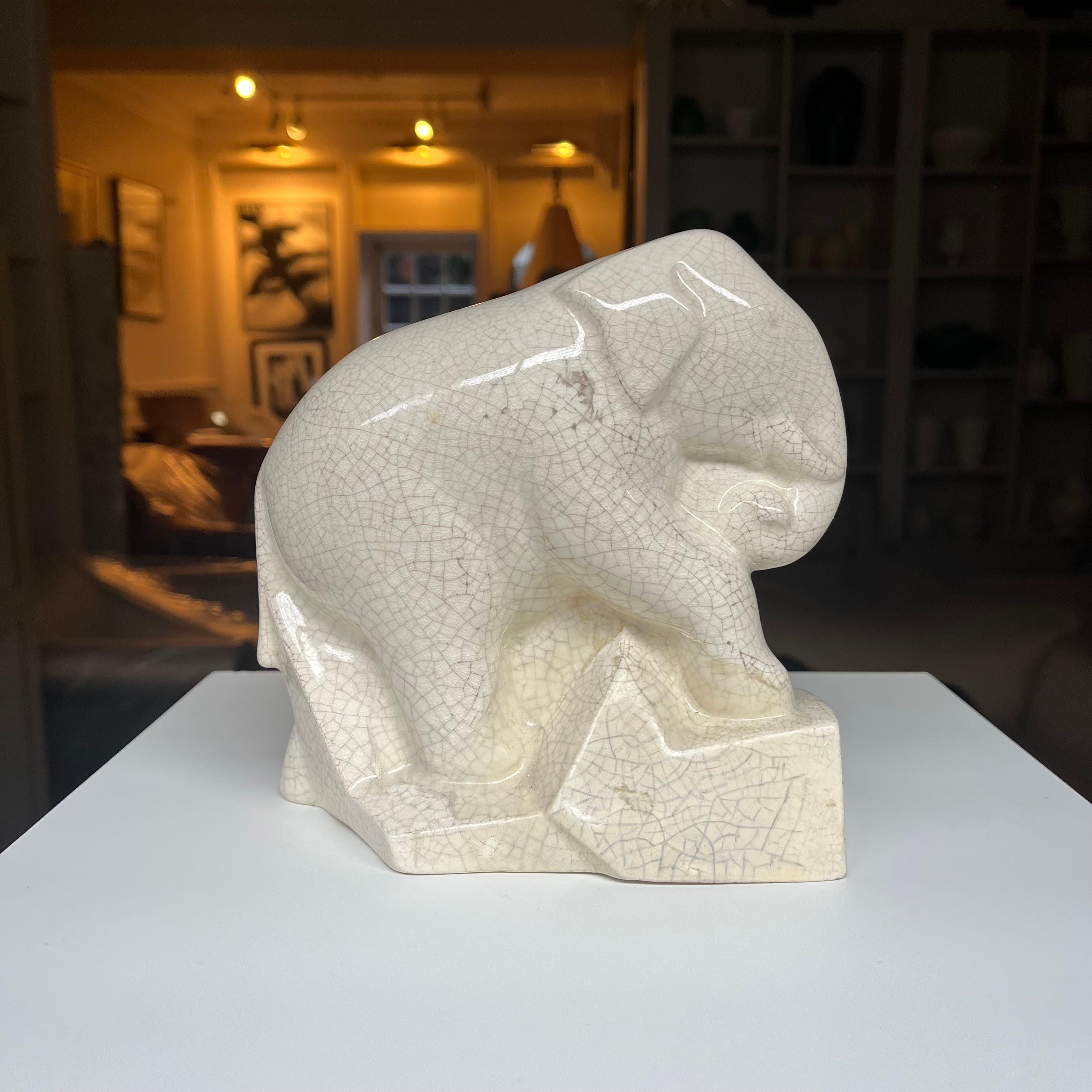 Sainte Radegonde Art Deco Cream Ceramic Elephant For Sale 5