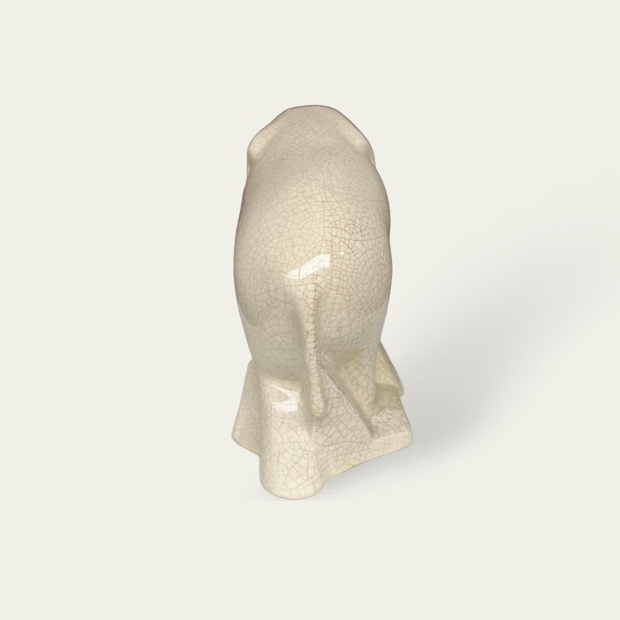 French Sainte Radegonde Art Deco Cream Ceramic Elephant For Sale