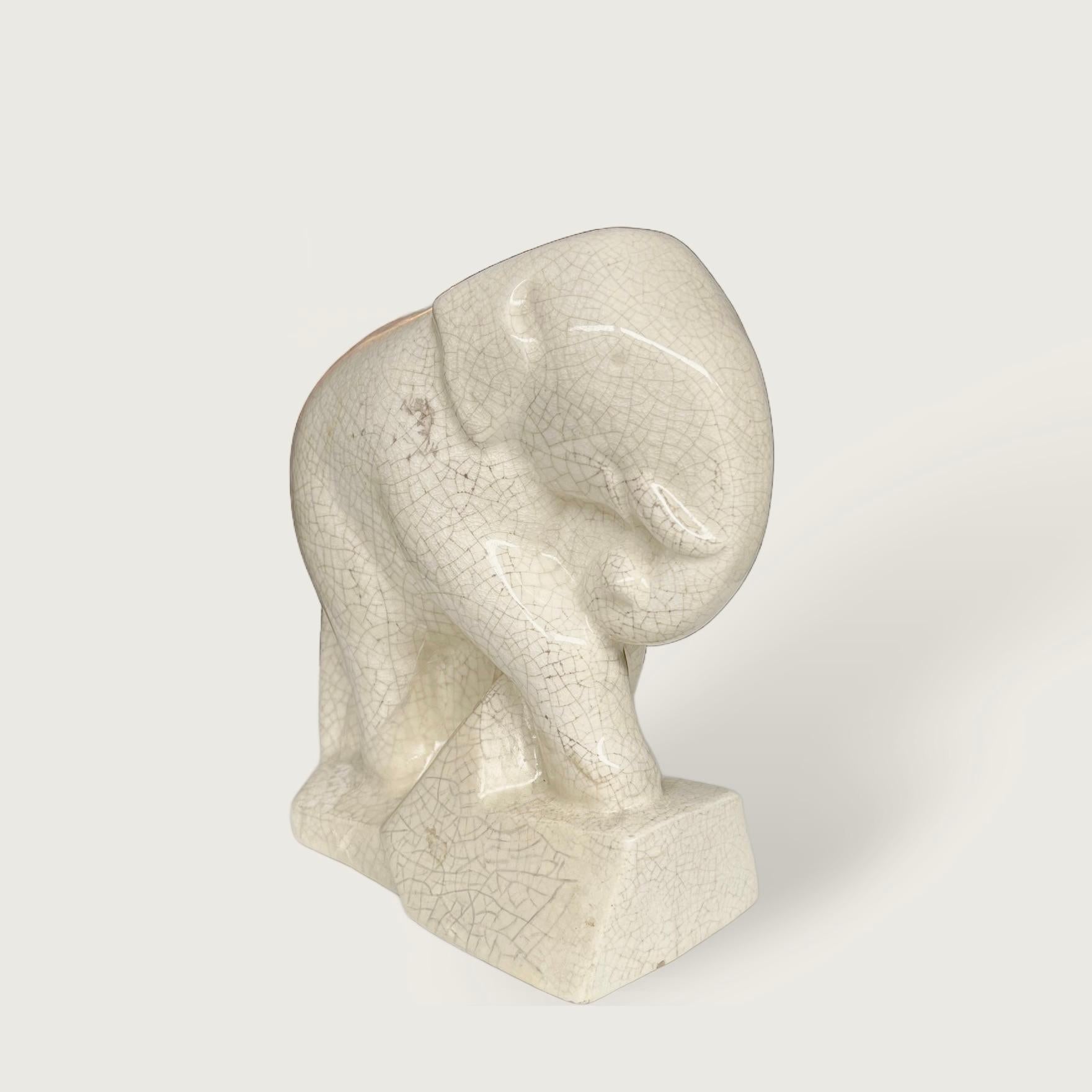 Sainte Radegonde Art Deco Cream Ceramic Elephant For Sale 2