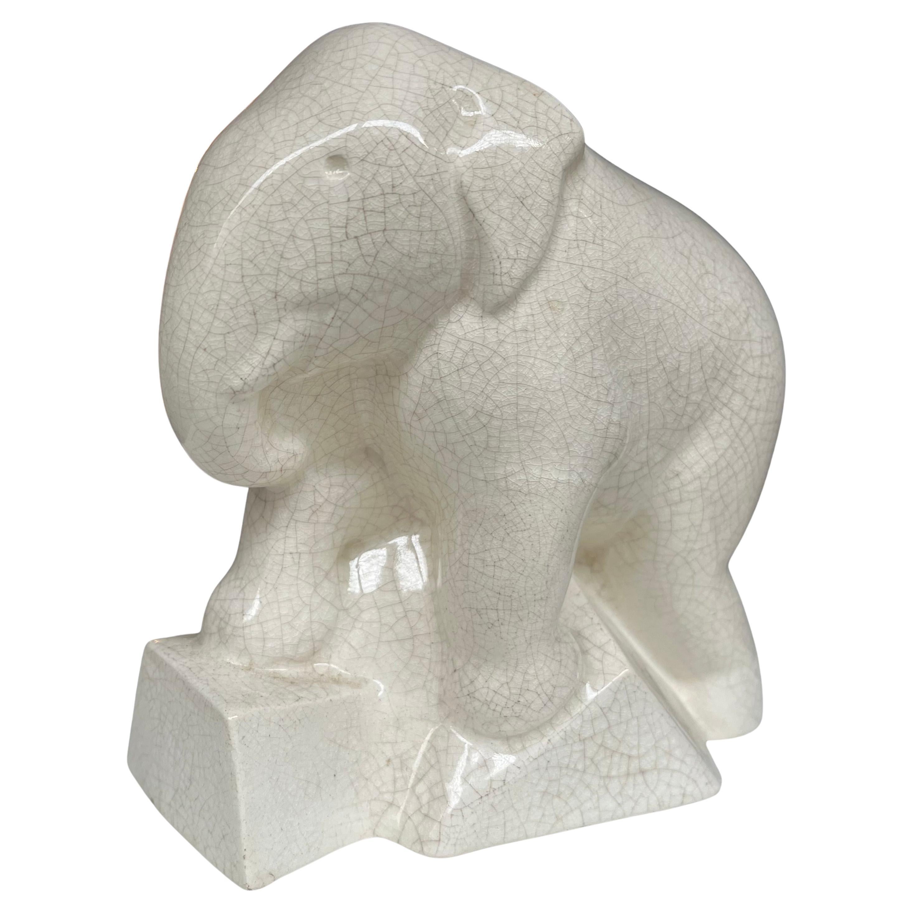 Elefante de cerámica Art Déco Crema Sainte Radegonde